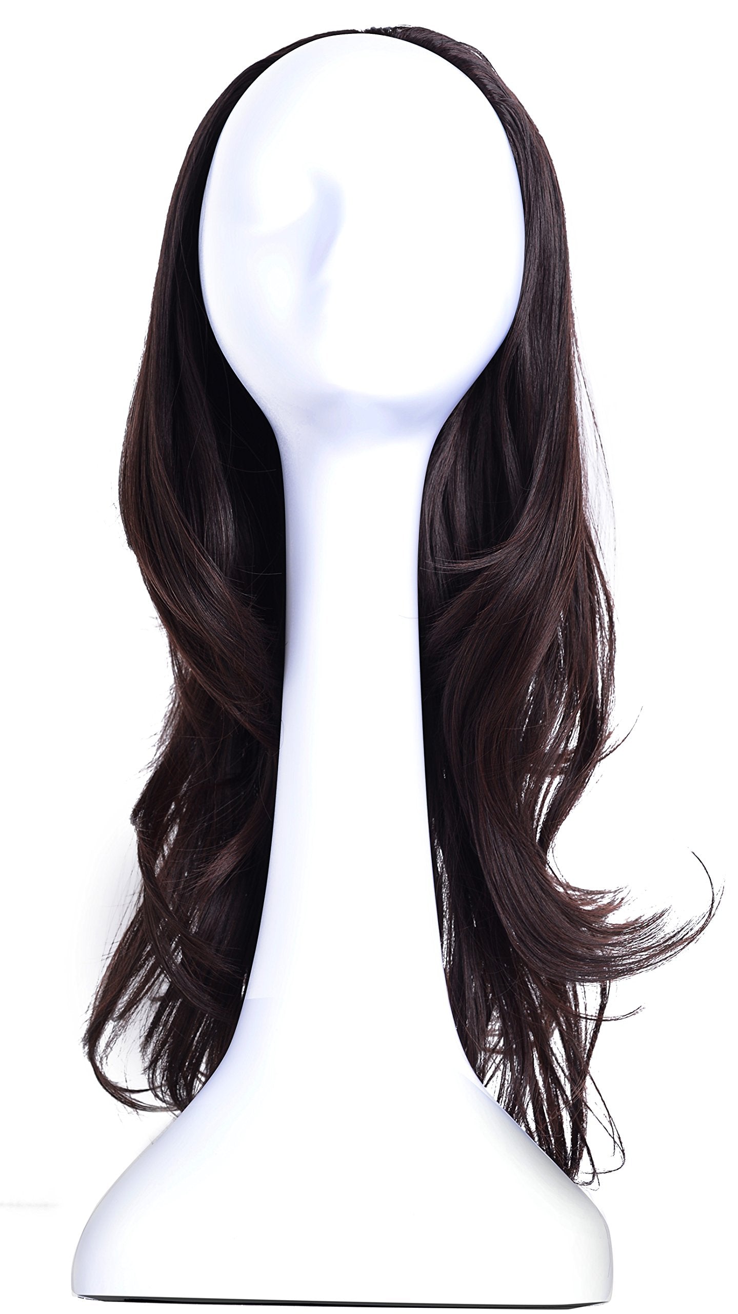 Onedor 22'' Semi Curly Hair Women Ladies 3/4 Half Wig Premium Japanese Synthetic Kanekalon Fibers Wigs With Secured Mesh Head Ca