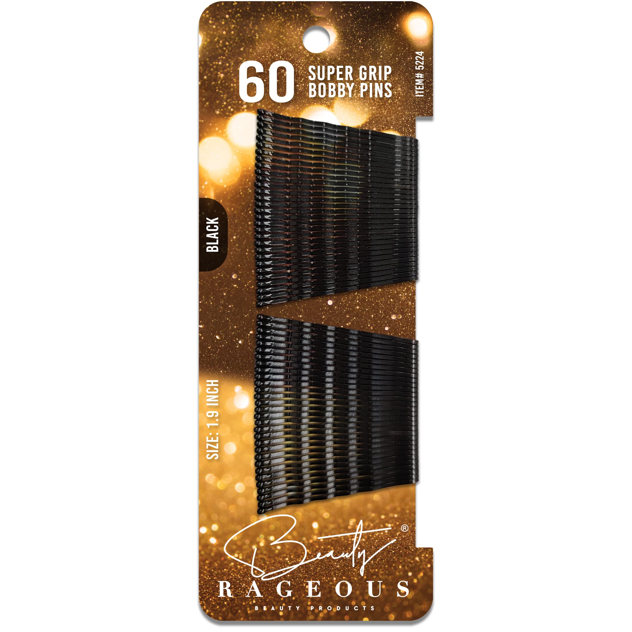 Super Grip Bobby Pins - Women's 1.9 Inch - Easy, Secure, All Hair Types - Handy Reusable Tin (Black - 60 Ct Approx)