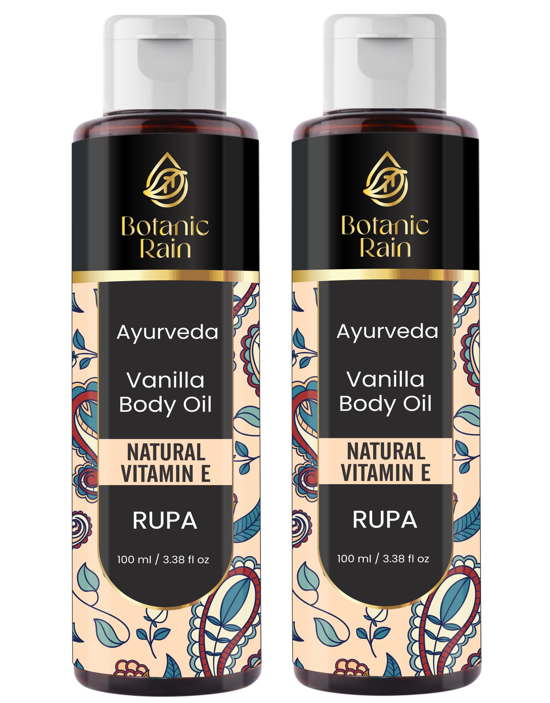 Botanic Rain Ayurveda Vanilla Body Oil, Moisturizing & Hydrating Organic Vitamin E Oil, Body Oil For Women After Shower, Ayurved