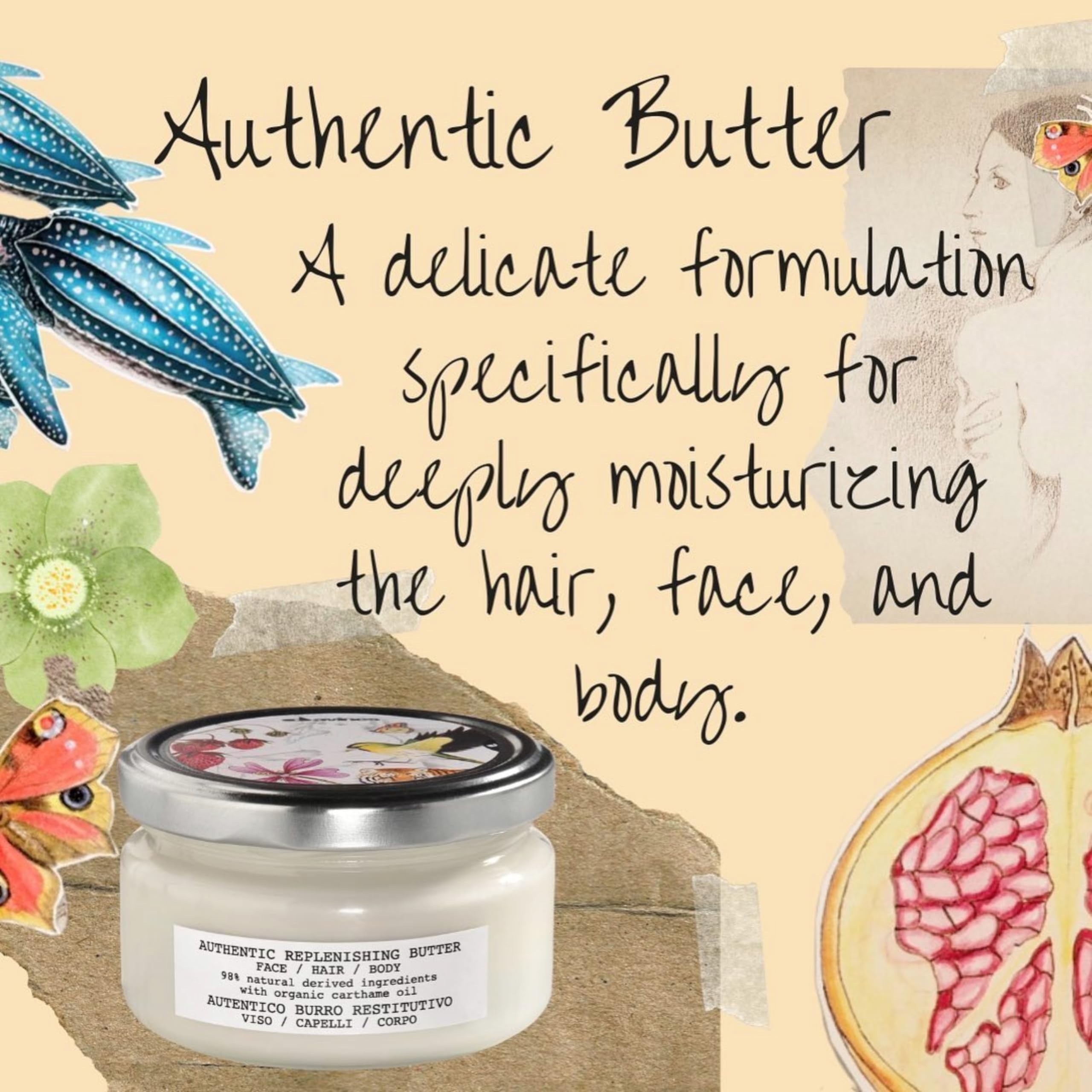 Davines Authentic Replenishing Butter Delicate And Deep Nourishing for Hair, Skin and Body Moisturize And Hydrate, 6.76 Fl Oz