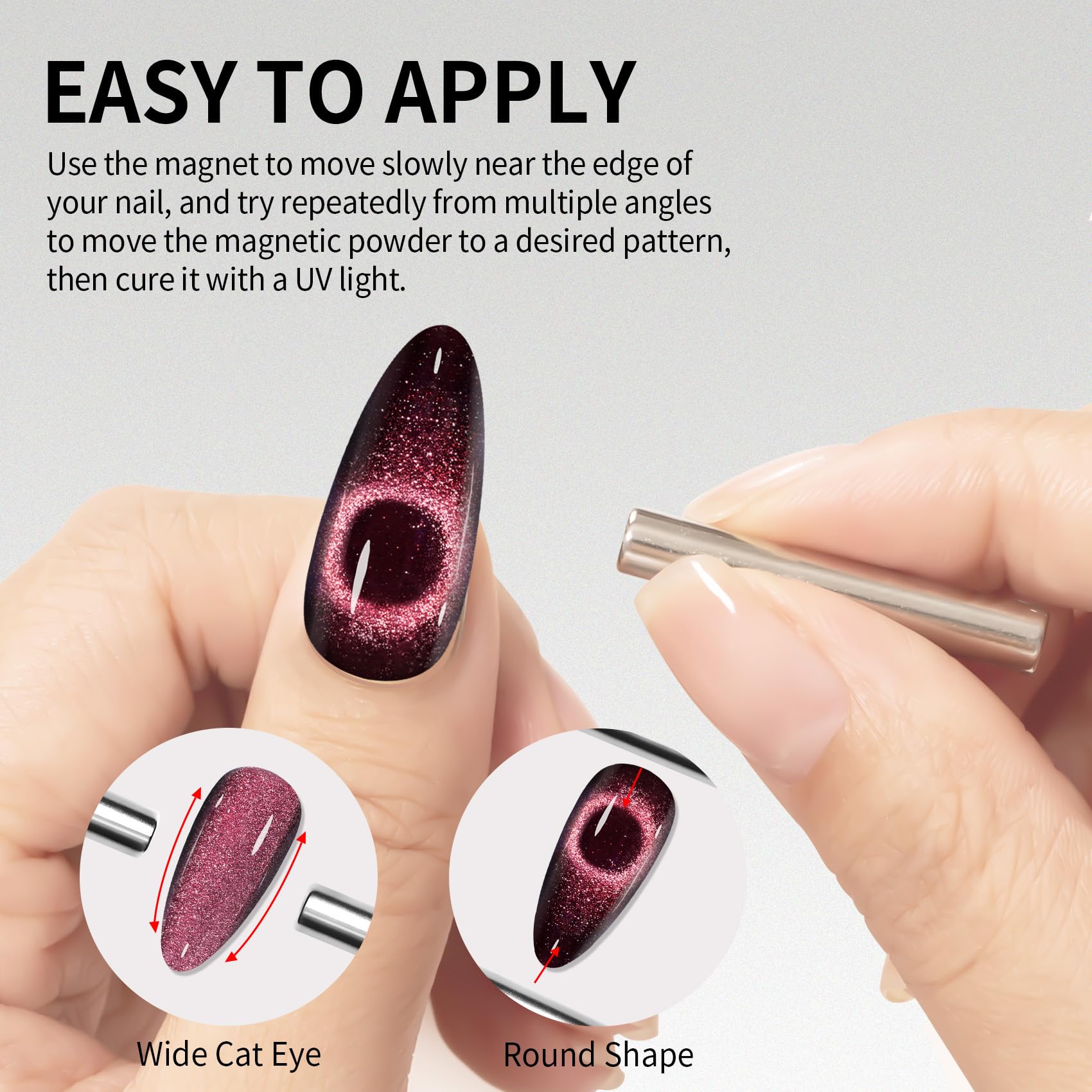 Maychao 15Ml Cat Eye Gel Nail Polish 1Pc Mysterious Red Gel Polish With Magnet Soak Off Holographic Magnetic Nail Polish For Nai