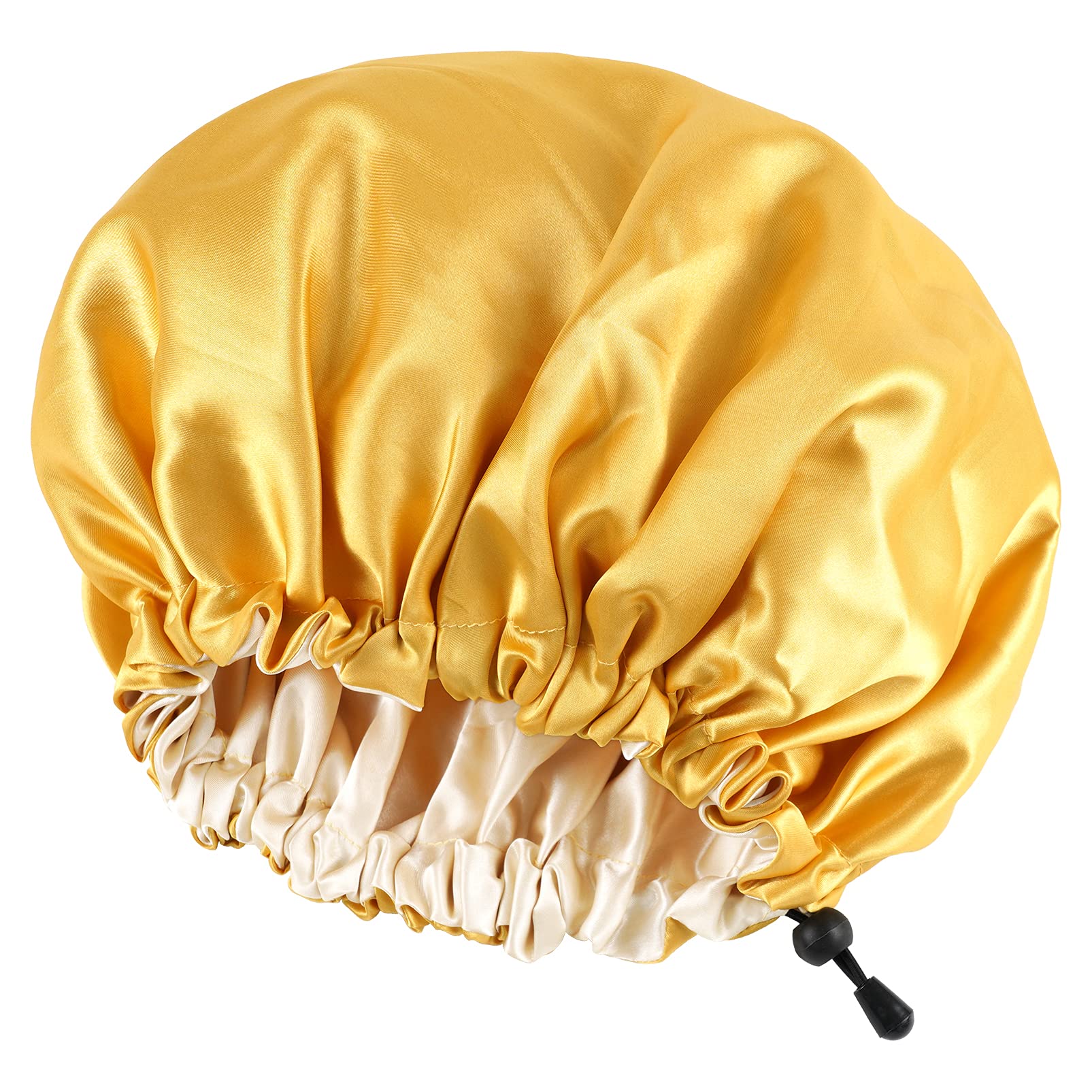 CHORHA Satin Sleep Cap,Double-Sided Adjustable Sleep Bonnet,Bonnet Cap for Sleep Yellow