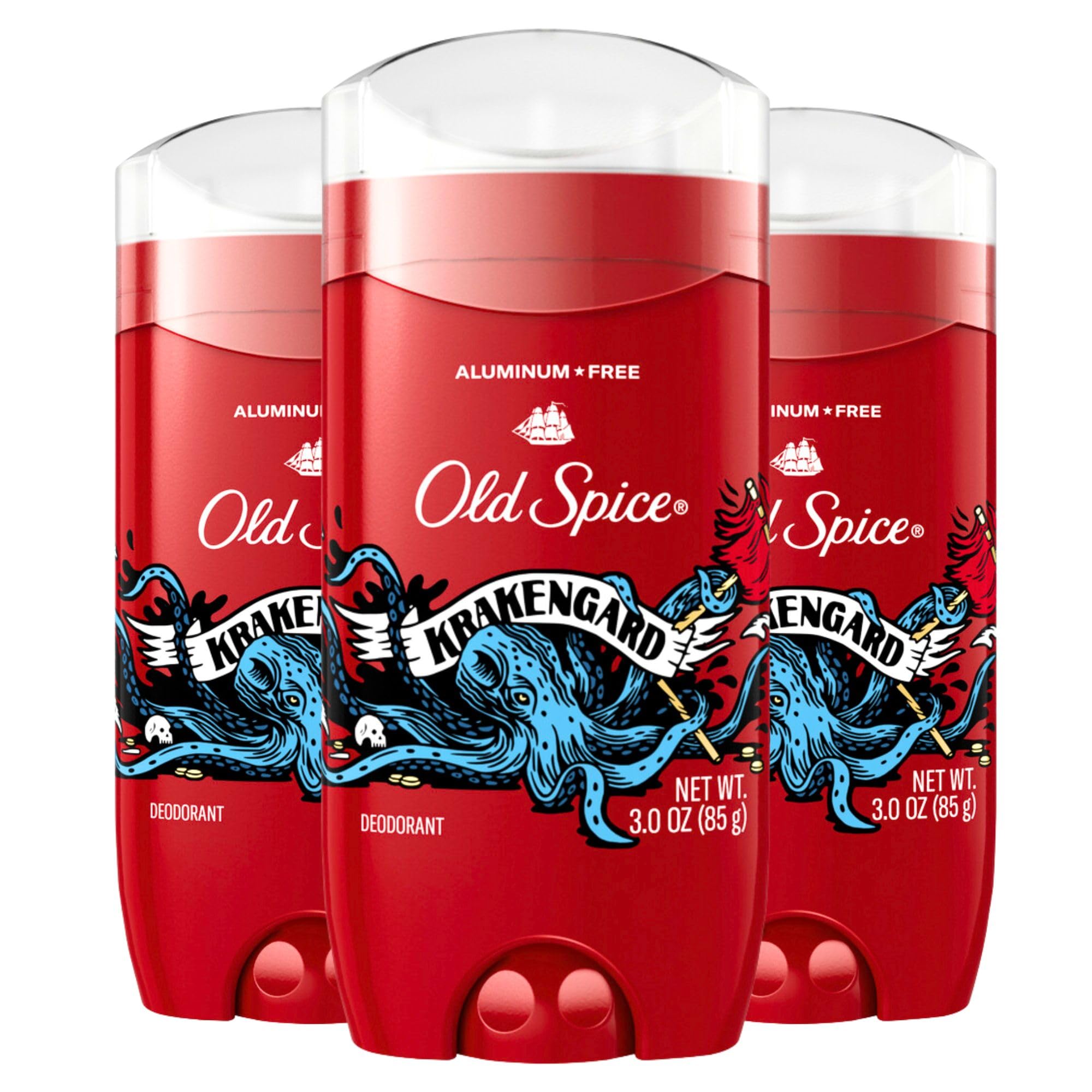 Old Spice Aluminum Free Deodorant For Men, 24/7 Odor Protection, 24/7 Freshness & Lasting Scent, Krakengard Scent, 3.0 Oz (Pack