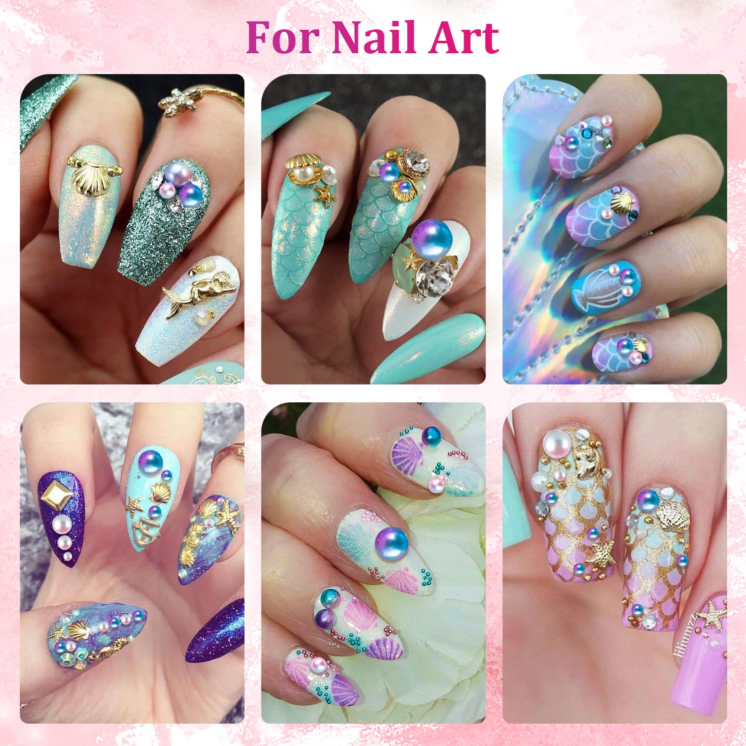 Belleboost Flat Back Pearls Kits 2 Boxes Of Flatback Blue Mermaid Half Round Pearls With Pickup Pencil And Tweezer For Home Diy