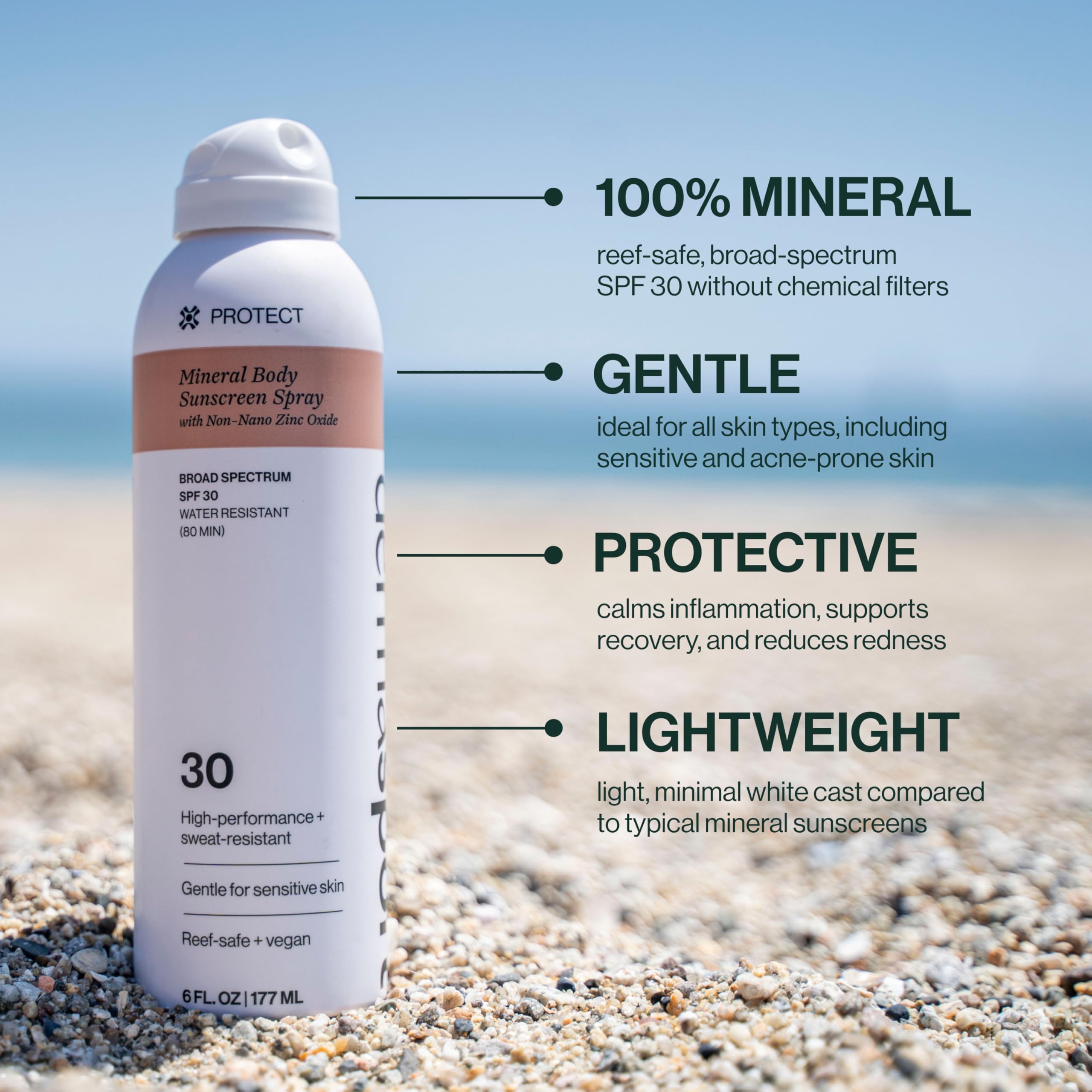 Dermasport SPF 30 Mineral Sunscreen Spray with Zinc Oxide- Reef Safe Sunscreen- Body Sunscreen- Sun Care