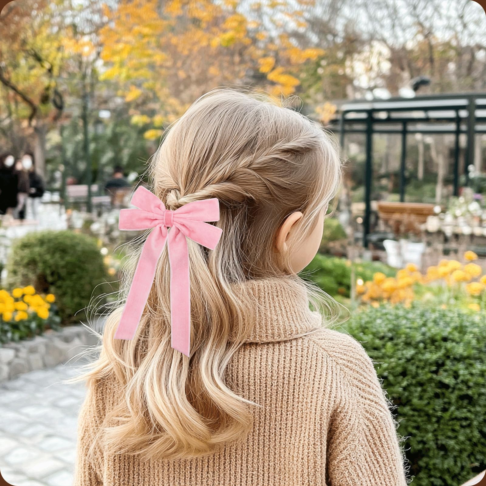 2Pcs Pink Hair Bows Soft Velvet Bow Hair Clip With Long Tail Hair Accessories For Women Girls Toddlers