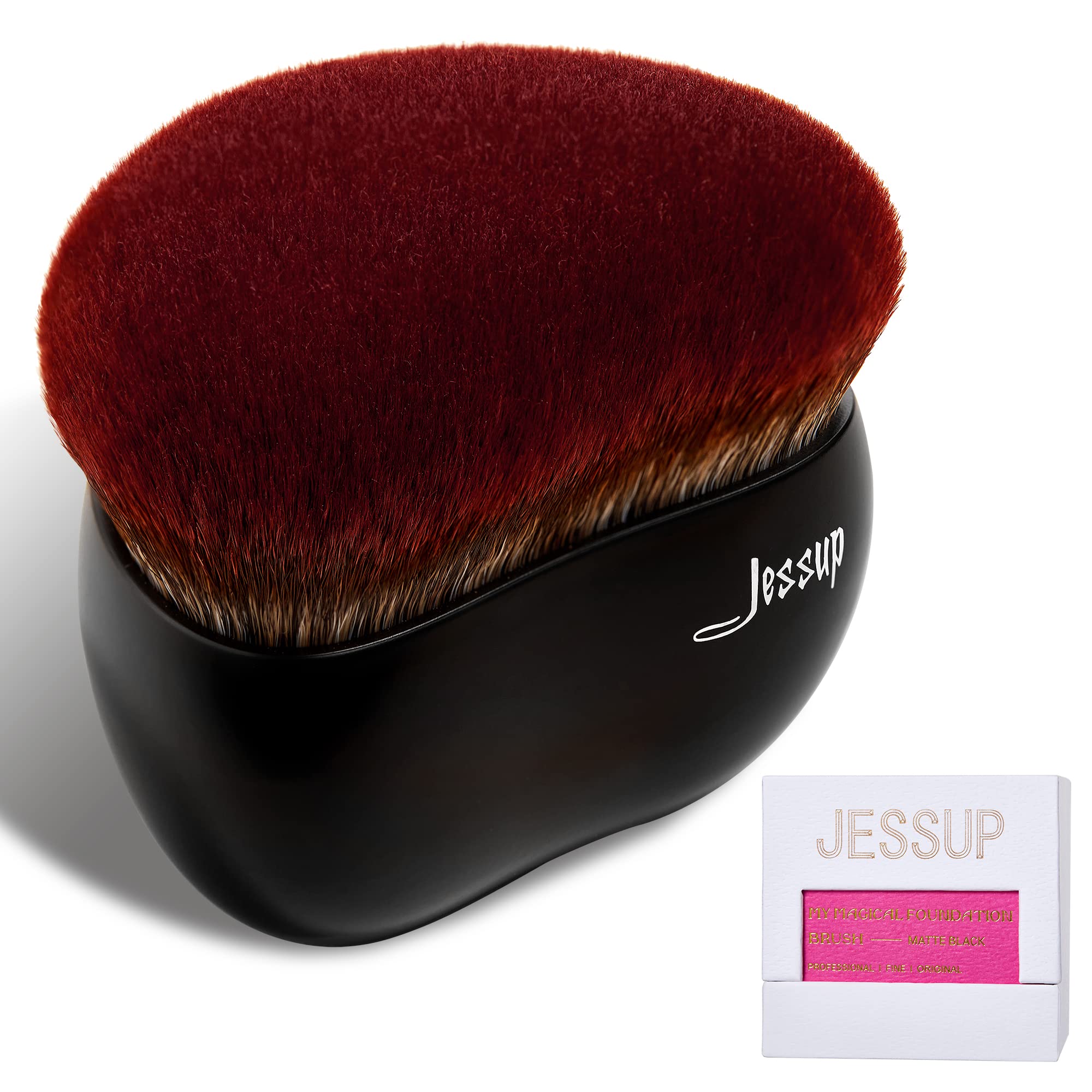 Jessup Foundation Brush Large Kabuki Makeup Brush for Face Body Blending Buffing Stippling Liquid Powder Cream Flawless with Gif