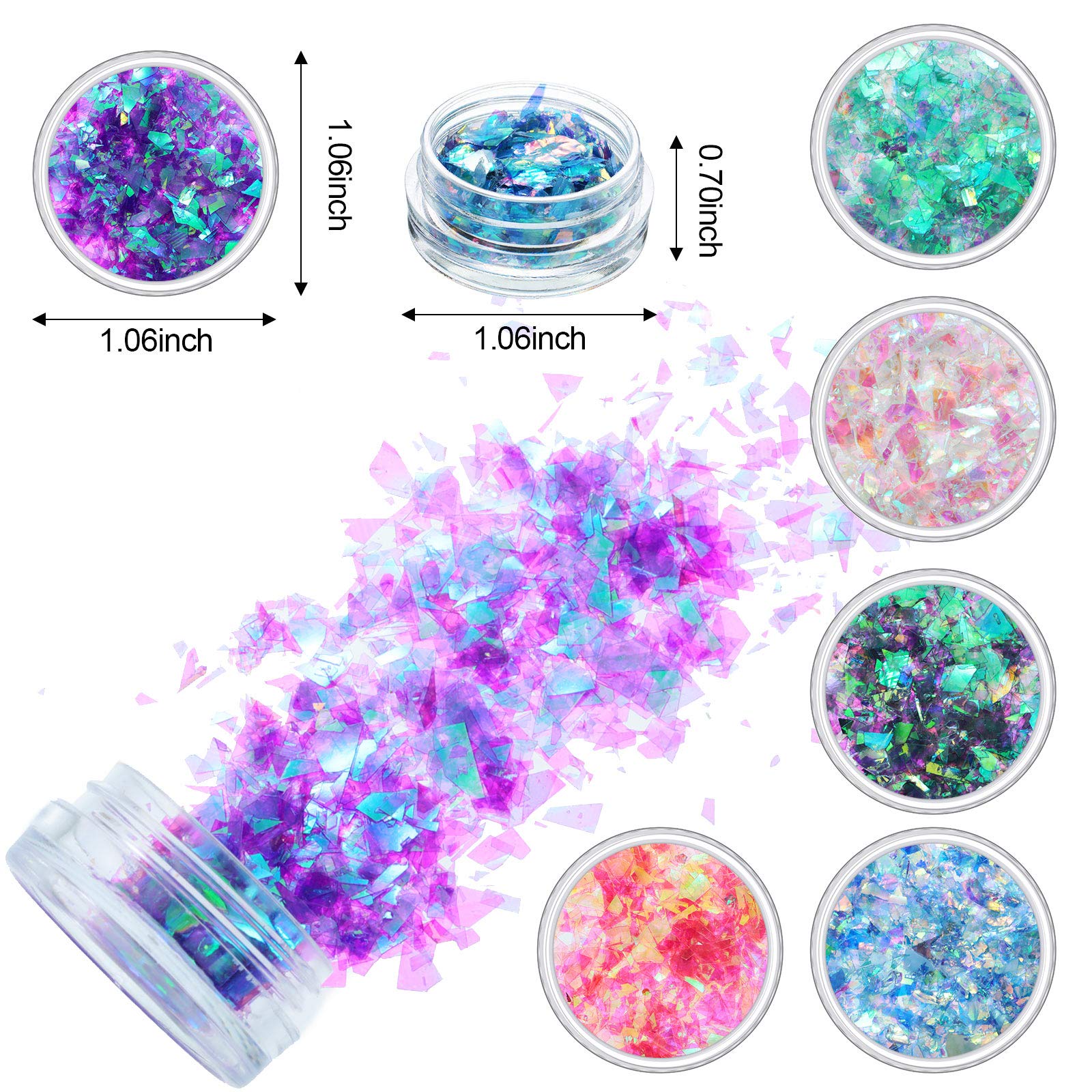 18 Boxes Mermaid Iridescent Chunky Glitter Flakes Chrome Nail Sequins Aurora Holographic Mermaid Nail Glitter Flakes Glitters Ch