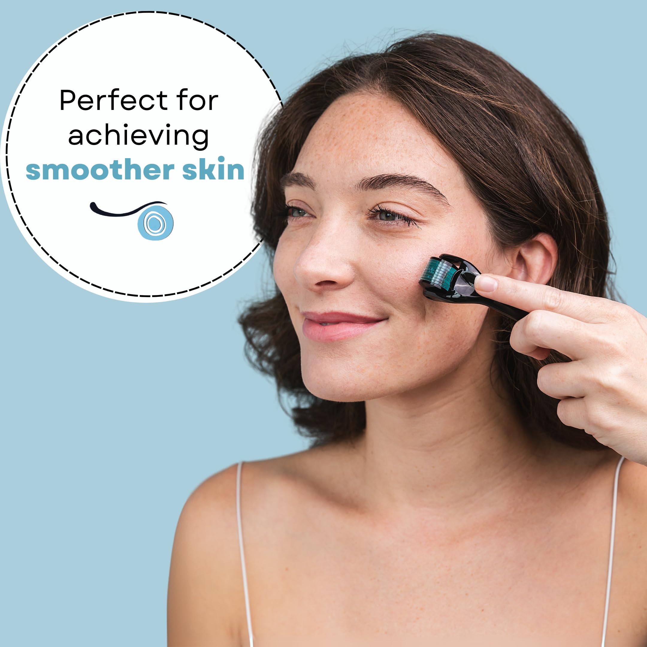 Folliroll Blue Derma Roller For Hair, Beard And Skin | Microneedle Roller For Men And Women - Beard, Hair And Skin- 540 Needles