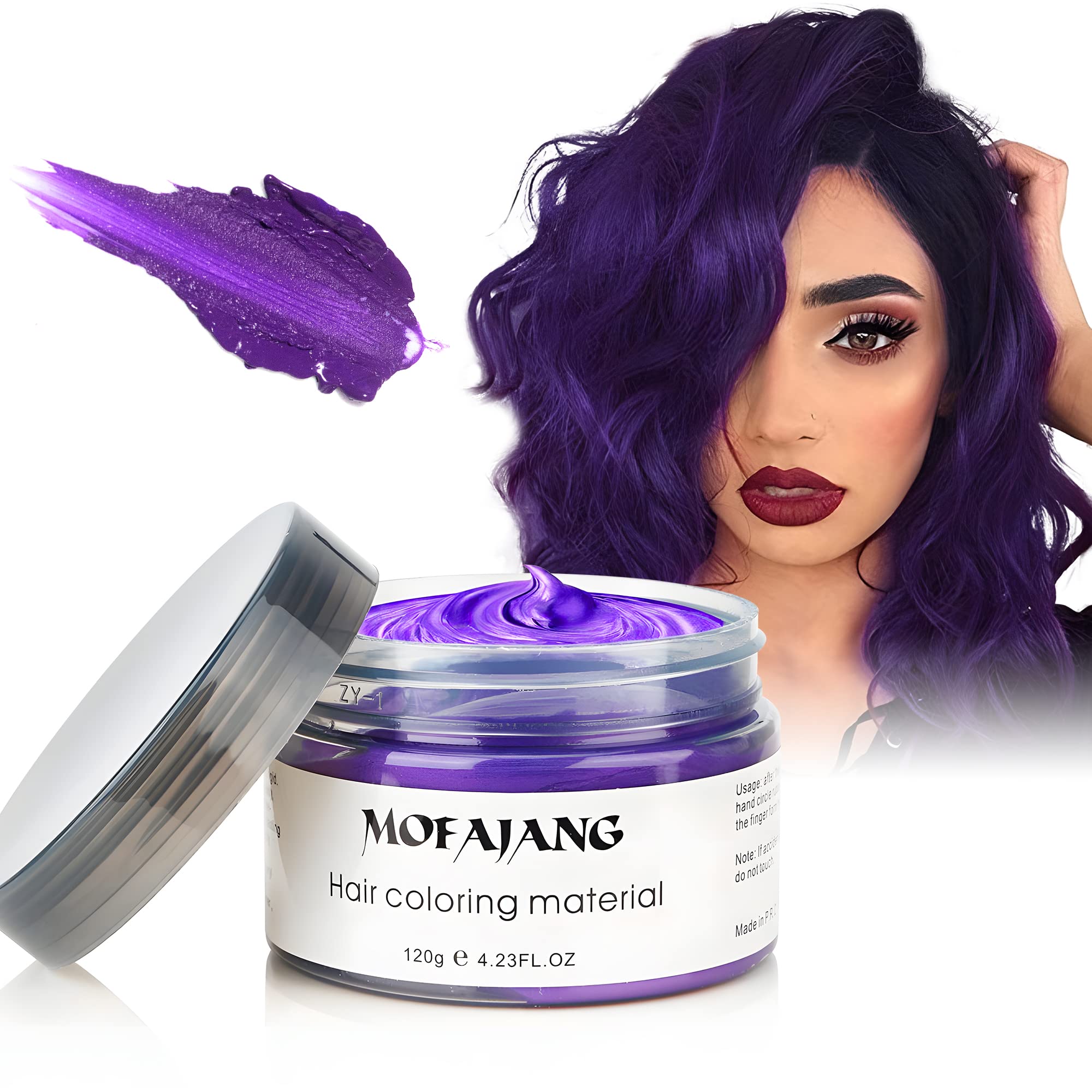 Purple Temporary Hair Dye Wax Natural Instant Hair Color Wax Pomades 4.23 oz,Hair Styling Clay for Party, Cosplay, Halloween,Chr