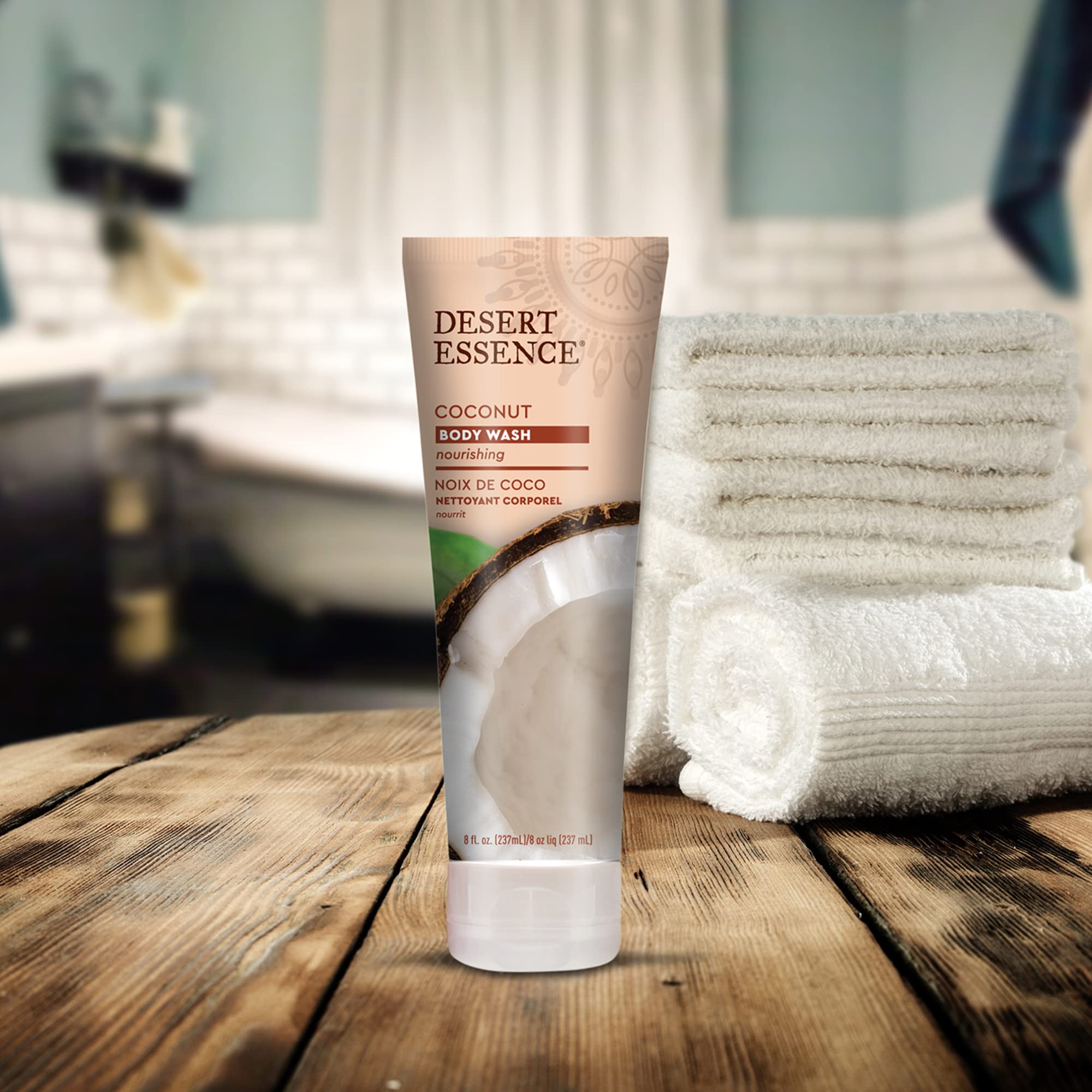 Desert Essence Coconut Body Wash Deep Hydration Infused with Moisture-Rich Botanicals Jojoba Oil, Organic Coconut & Shea Butter