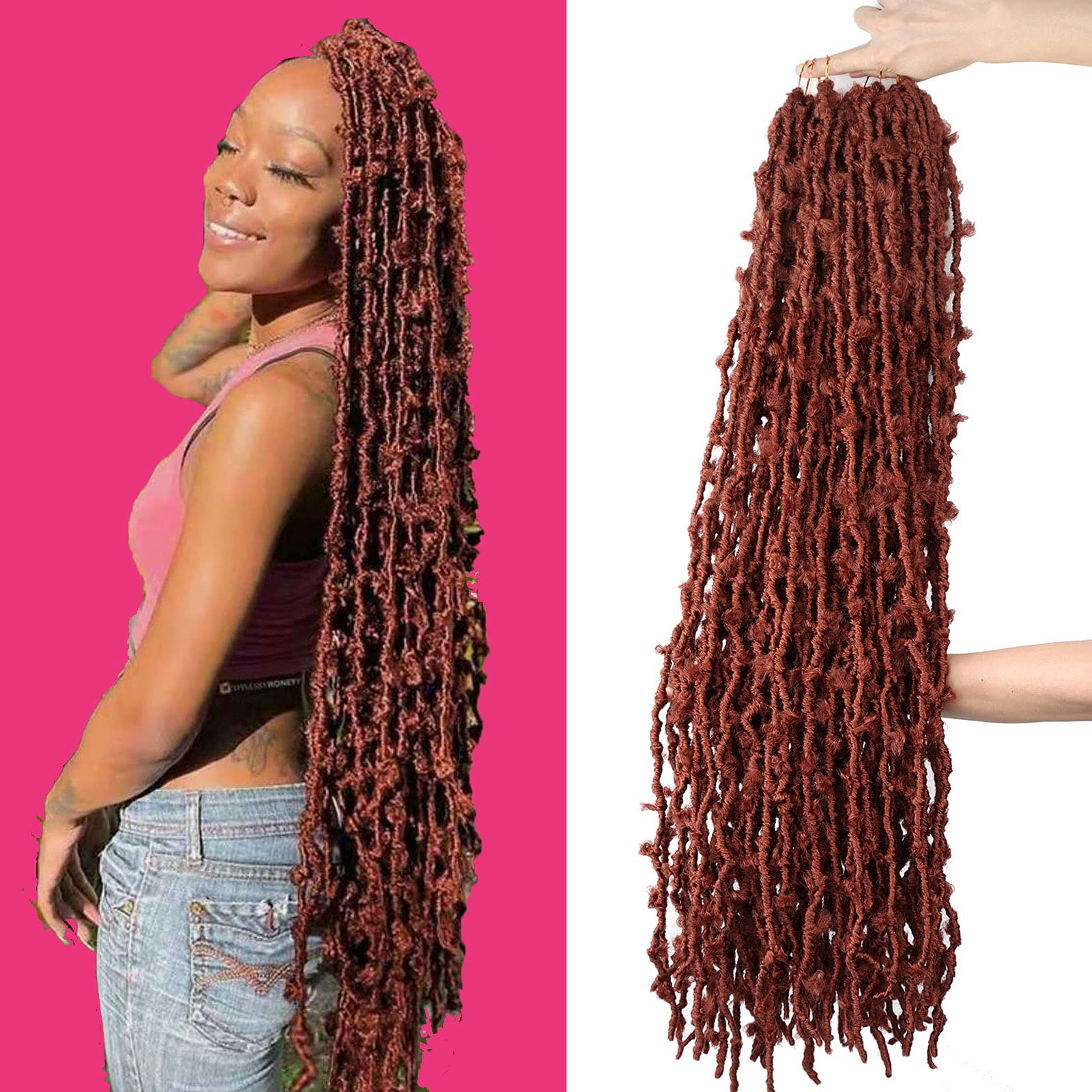 LMZIM 5 Packs 36 Inch Butterfly Crochet Hair for Black Women Faux Locs Pre looped Pre-twisted Braids (36 inch 5 pack, 350)