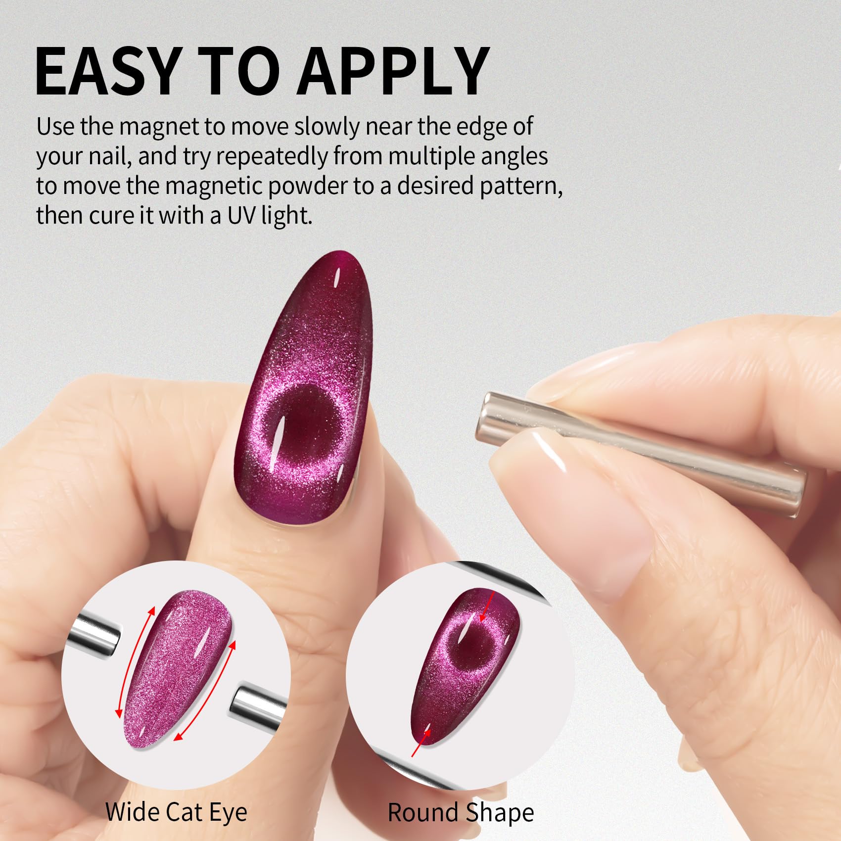 Maychao 15Ml Cat Eye Gel Nail Polish 1Pc Plum Gel Polish With Magnet Soak Off Holographic Magnetic Nail Polish For Nail Art Mani