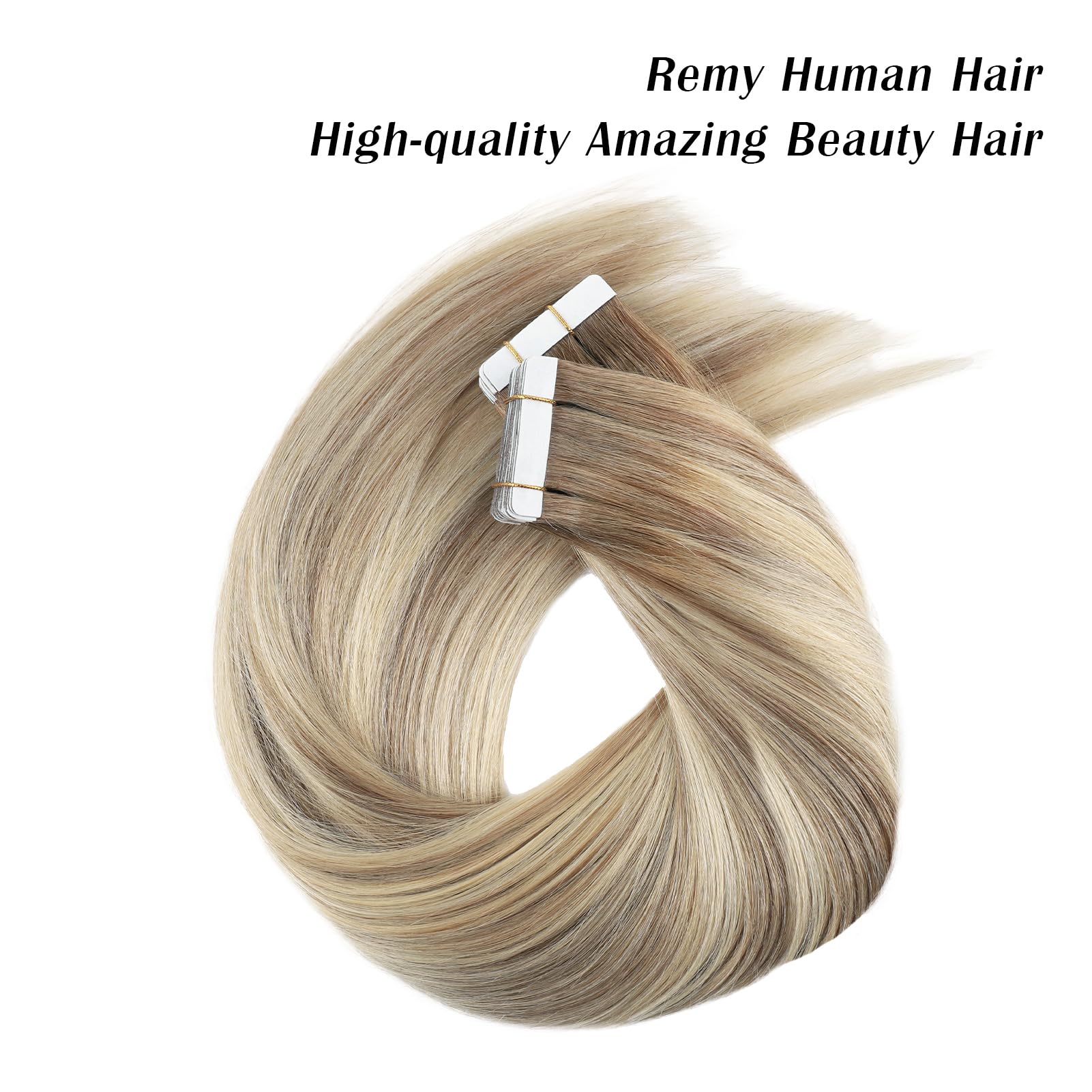 Abh Amazingbeauty Hair 20 Inch Hair Extensions Real Human Hair Tape In Bleach Blonde-Chocolate Brown-Light Chestnut Brown R8A-84