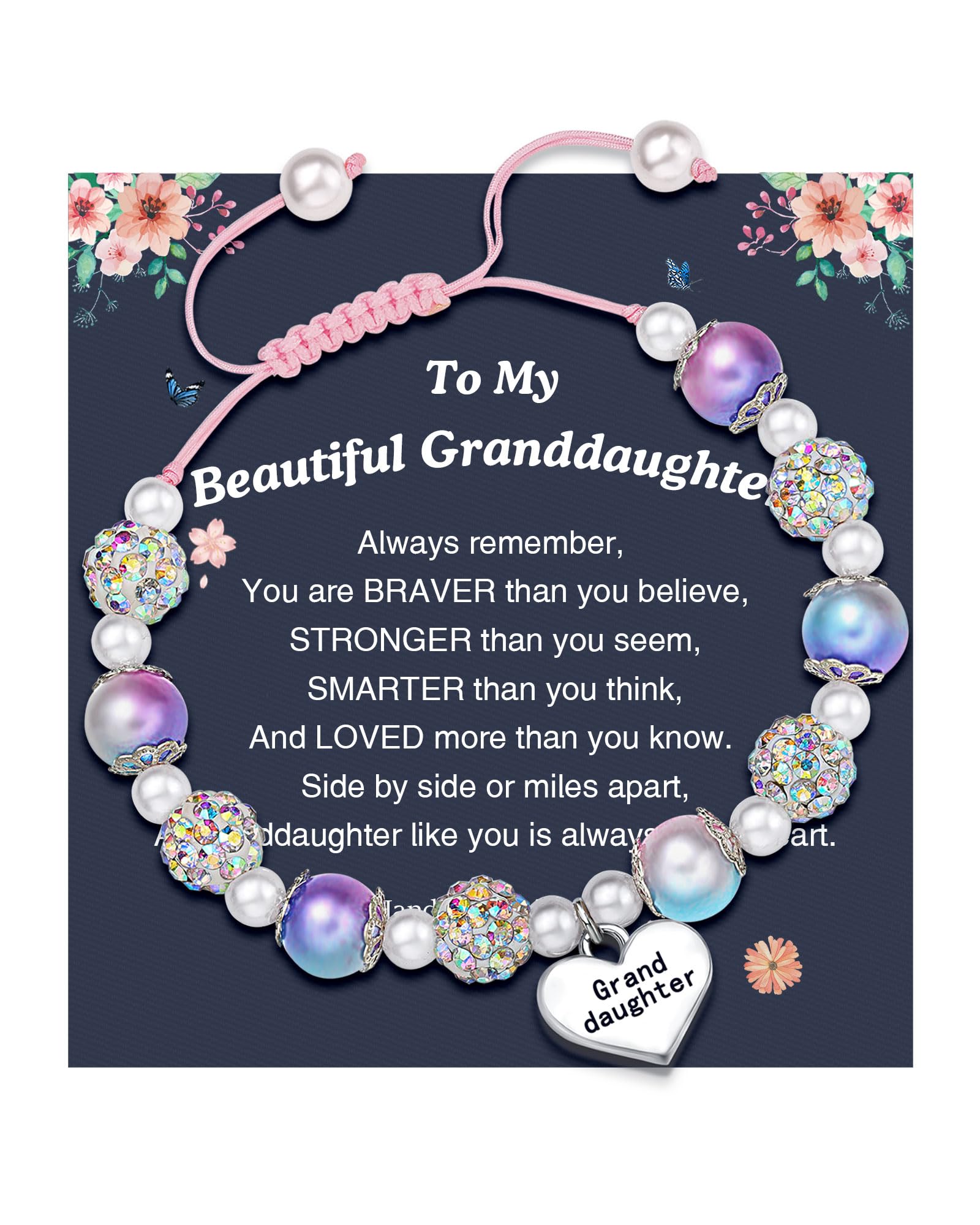 UNGENT THEM Granddaughter Bracelets from Grandma Little Girl Jewelry Valentines Birthday Gifts