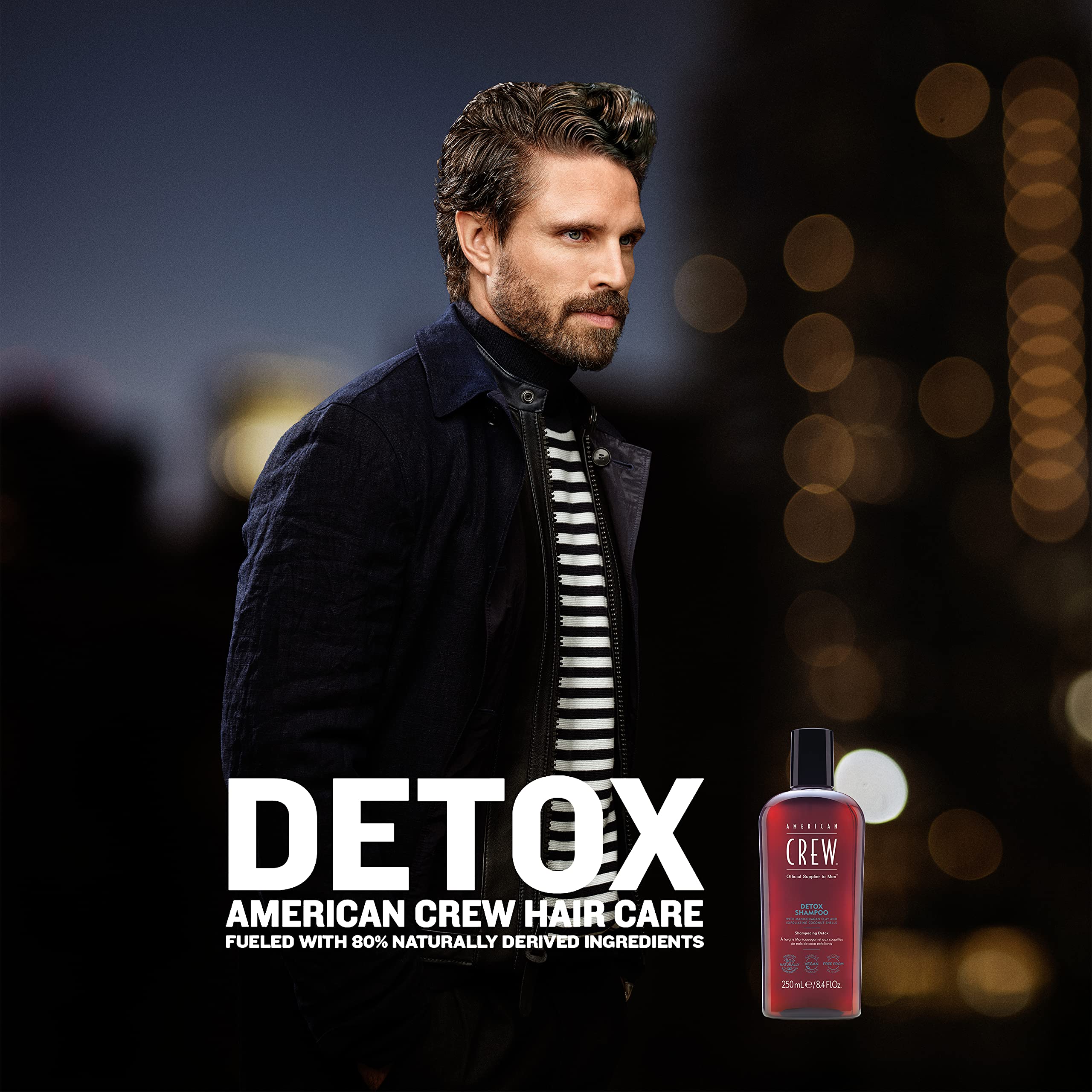 American Crew Detox Shampoo for Men, Naturally Derived, Vegan Formula, Citrus Mint Fragrance, 8.45 Fl Oz