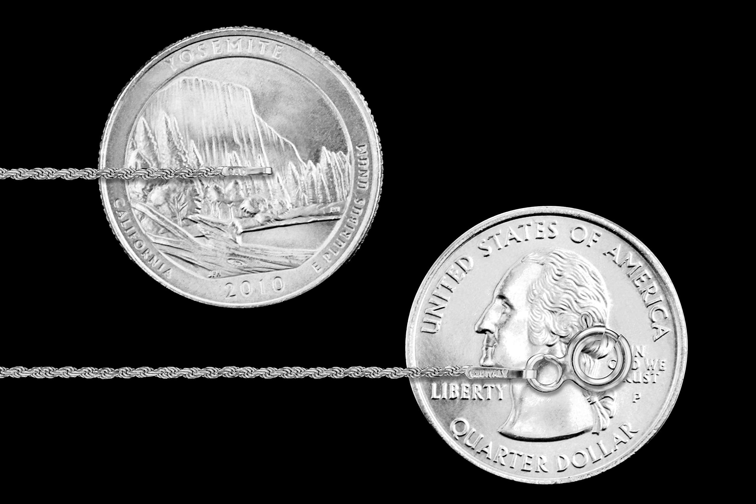 Sterling Silver Diamond-Cut Rope Chain 1.1mm Solid 925 Italy New Necklace 28