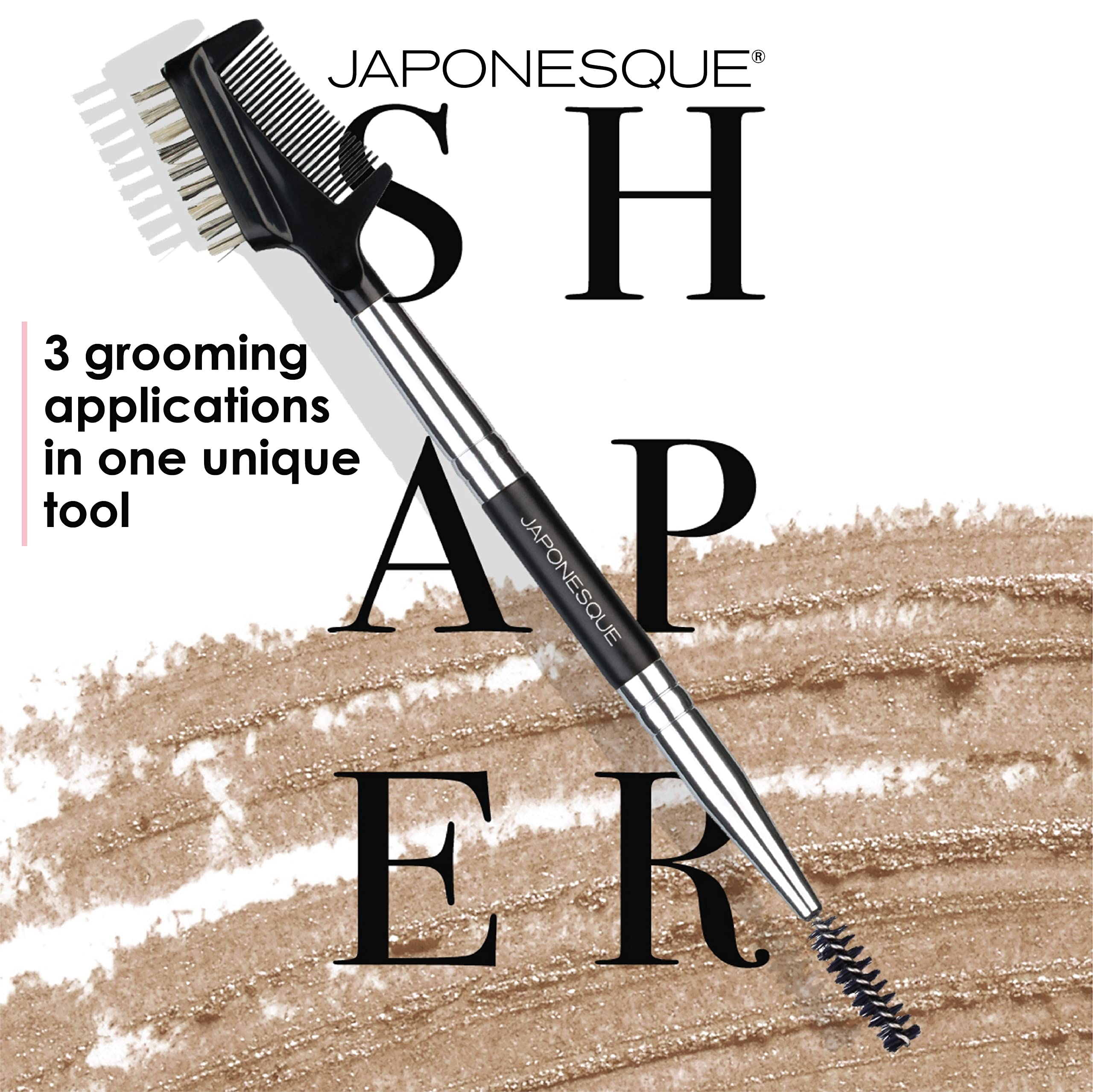 Japonesque Brow & Lash Shaper With 3 Different Spoolie Brushes, For Separating Lashes, Eliminating Mascara Clumps, And Grooming
