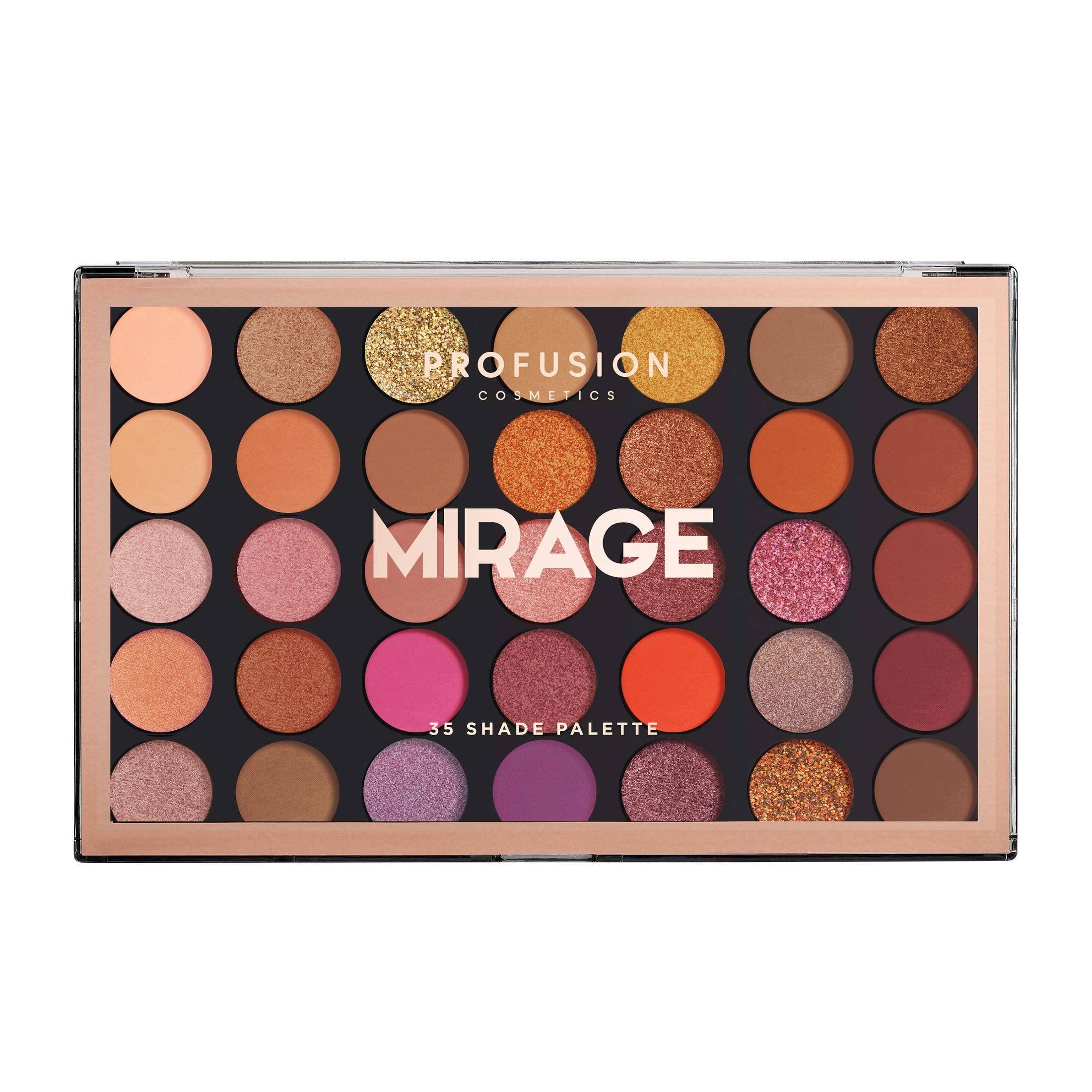Profusion Cosmetics 35 Shade Mirage Eyeshadow Palette, Ultra Pigmented Powder Bright Vibrant Colors for Stunning Eye Looks With 