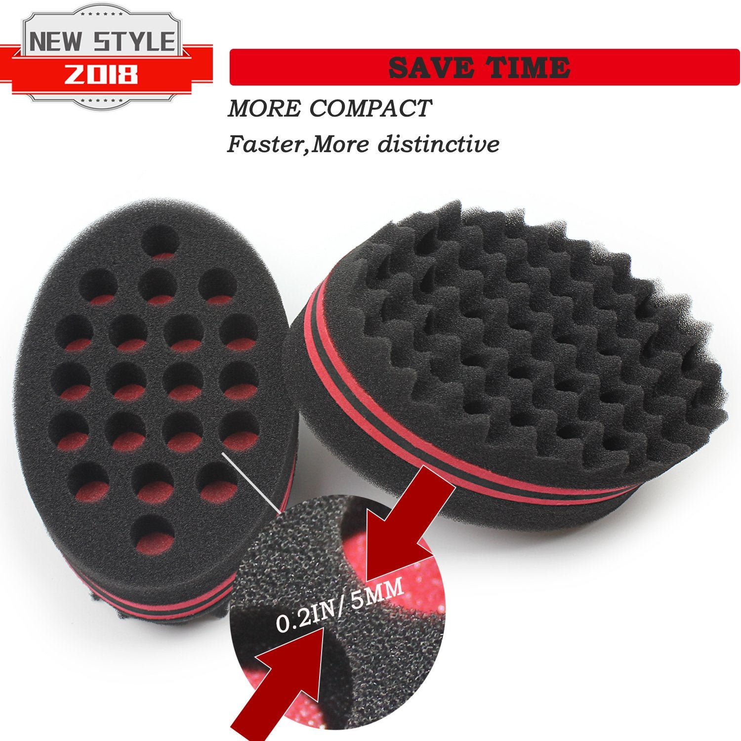 AIR&TREE Magic Barber Sponge Brush for Waves & Dreadlocks - 7 & 16 mm - Red - EVA/Sponge, 1 Count