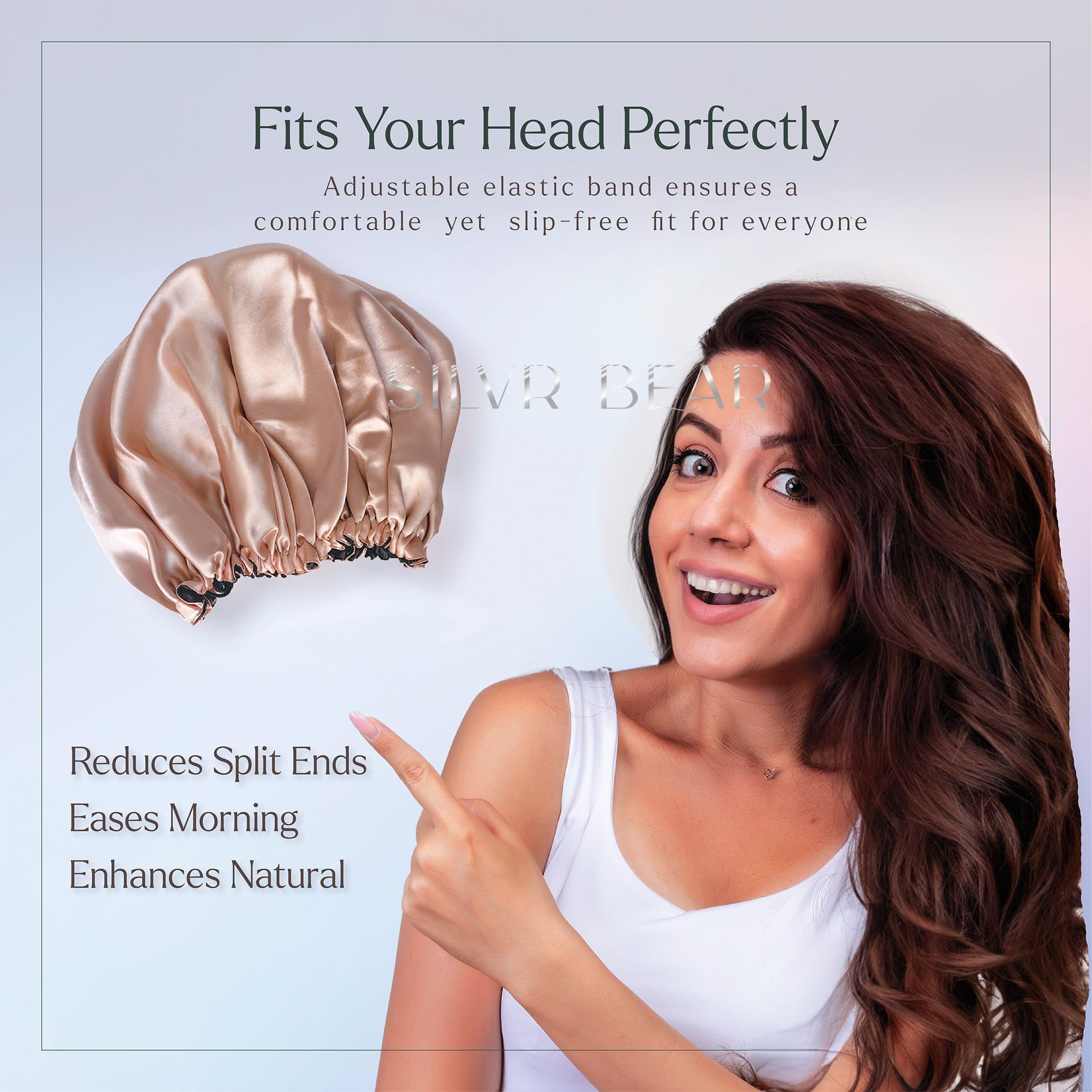 Silvr Bear Satin Hair Bonnet For Sleeping | Reversible Bonnet | Soft And Comfortable Satin Bonnet For Women | Hair Sleeping Cap