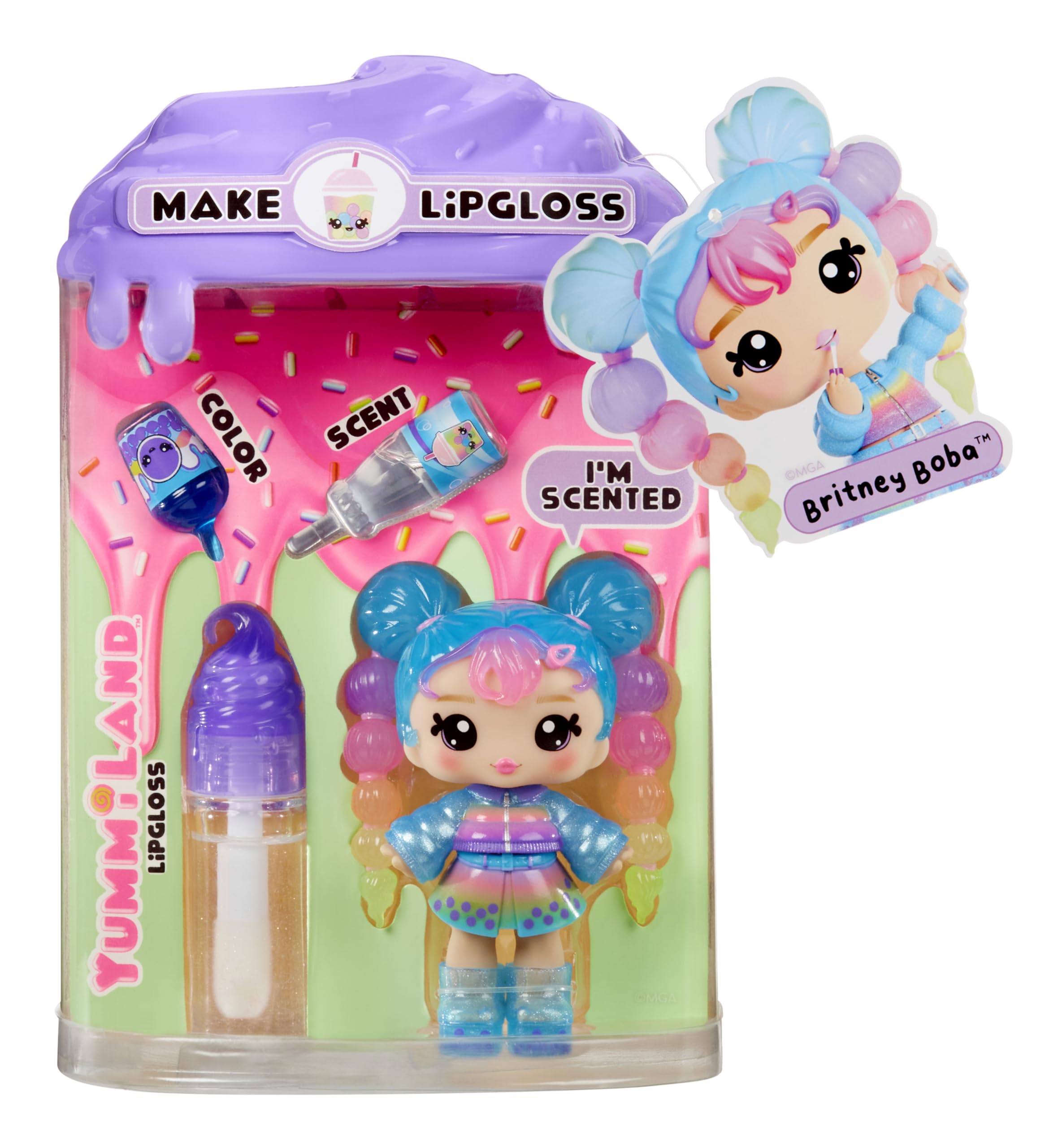 Yummiland Lip Gloss Doll - Britney Boba, with DIY Lip Gloss Kit, Ages 4+