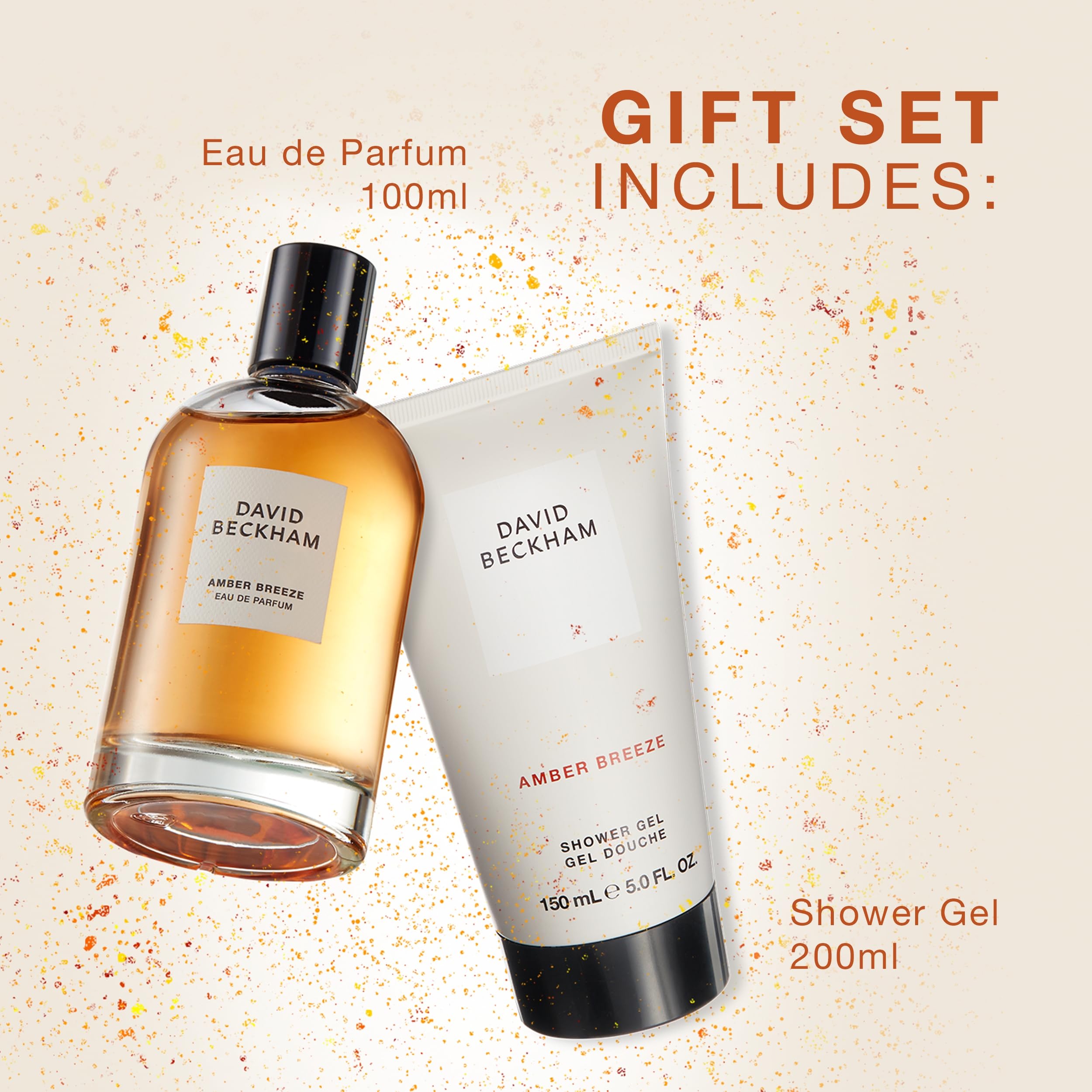 David Beckham Amber Breeze Eau de Parfum & Shower Gel Gift Set, 4.15 Fl Oz, Men's Fragrance with Bergamot, Lavender & Wood Notes