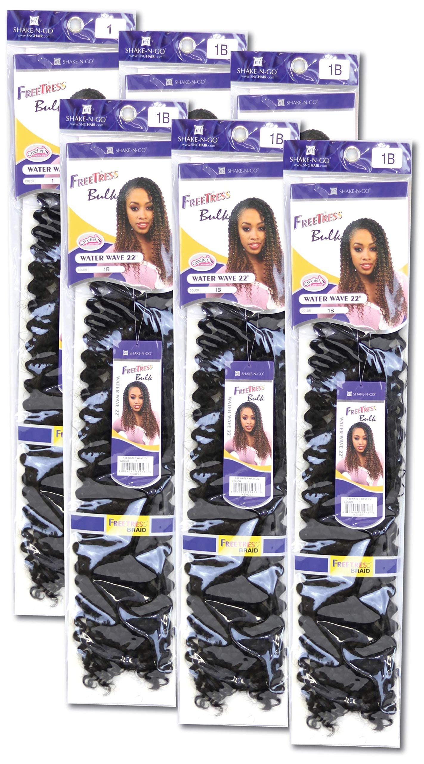 Water Wave 22'' (6-Pack, 2 Dark Brown) - Freetress Synthetic Crochet Braiding Hair