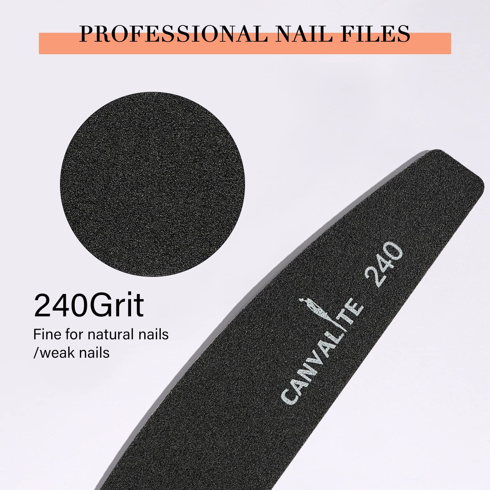 Canvalite 40 Pcs Nail File Reusable Peel And Stick Nail Files Replaceable Emery Boards Nail File For Natural Nails Professional