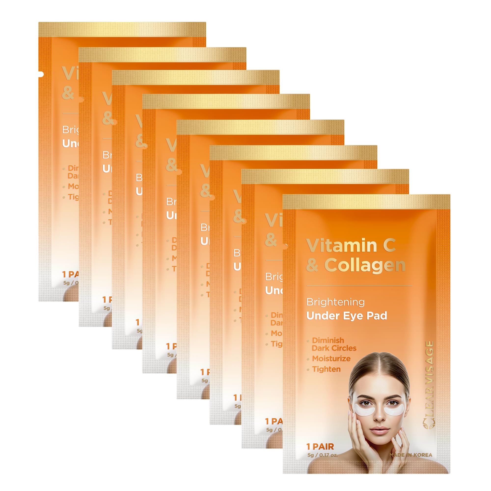 Clear Visage Vitamin C & Collagen Under Eye Patches  Dark Circles & Puffiness Reducer  Hydrating AntiAging Pads For Wrinkles 