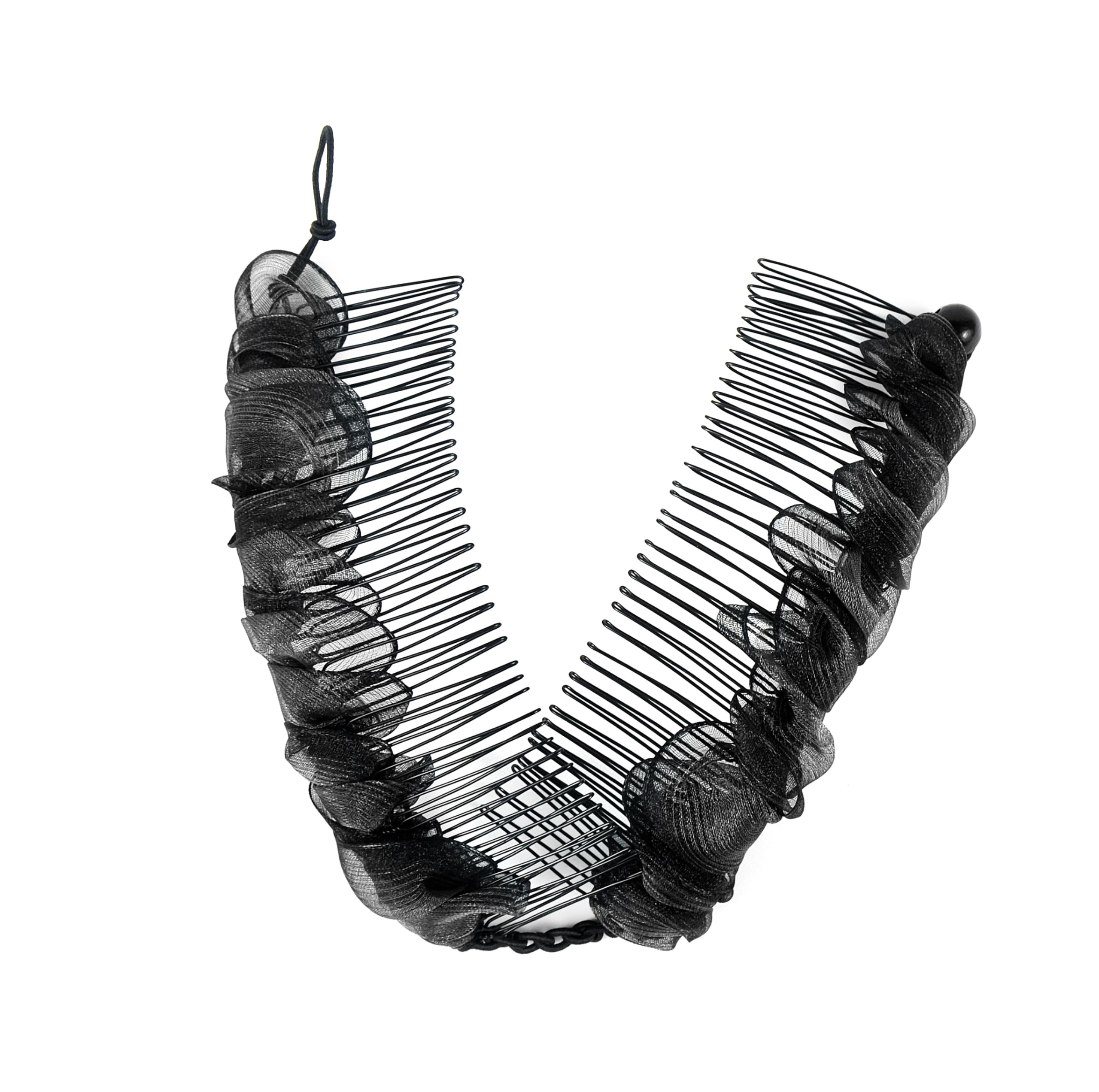 Large Banana Hair Clip for Thick Curly Hair, Make Easy Protective Styles (Large Peach Ribbon) (Black Grey, Large)