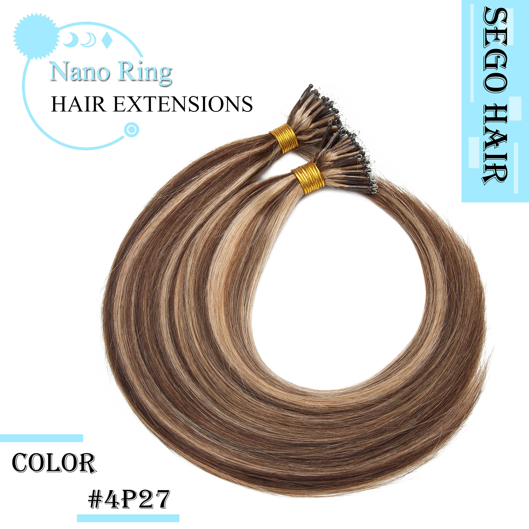 SEGO Nano Tip Hair Extensions Human Hair Balayage Nano Beads Pre-bonded Seamless Nano Ring Highlight Hair Extensions for Women 1