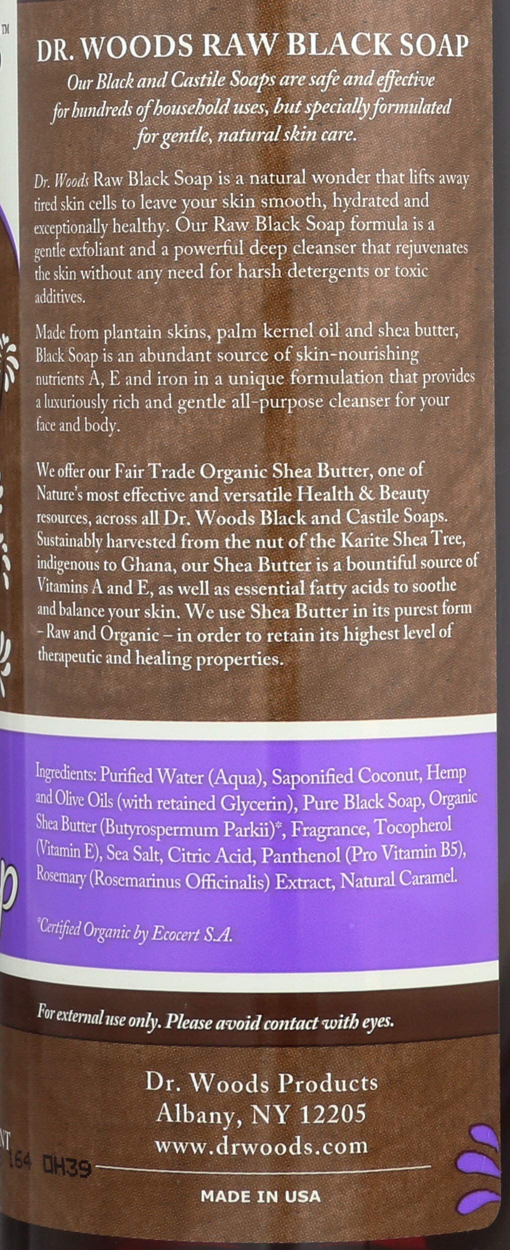 Dr. Woods Raw Black Moisturizing Liquid Soap with Organic Shea Butter, 16 Ounce