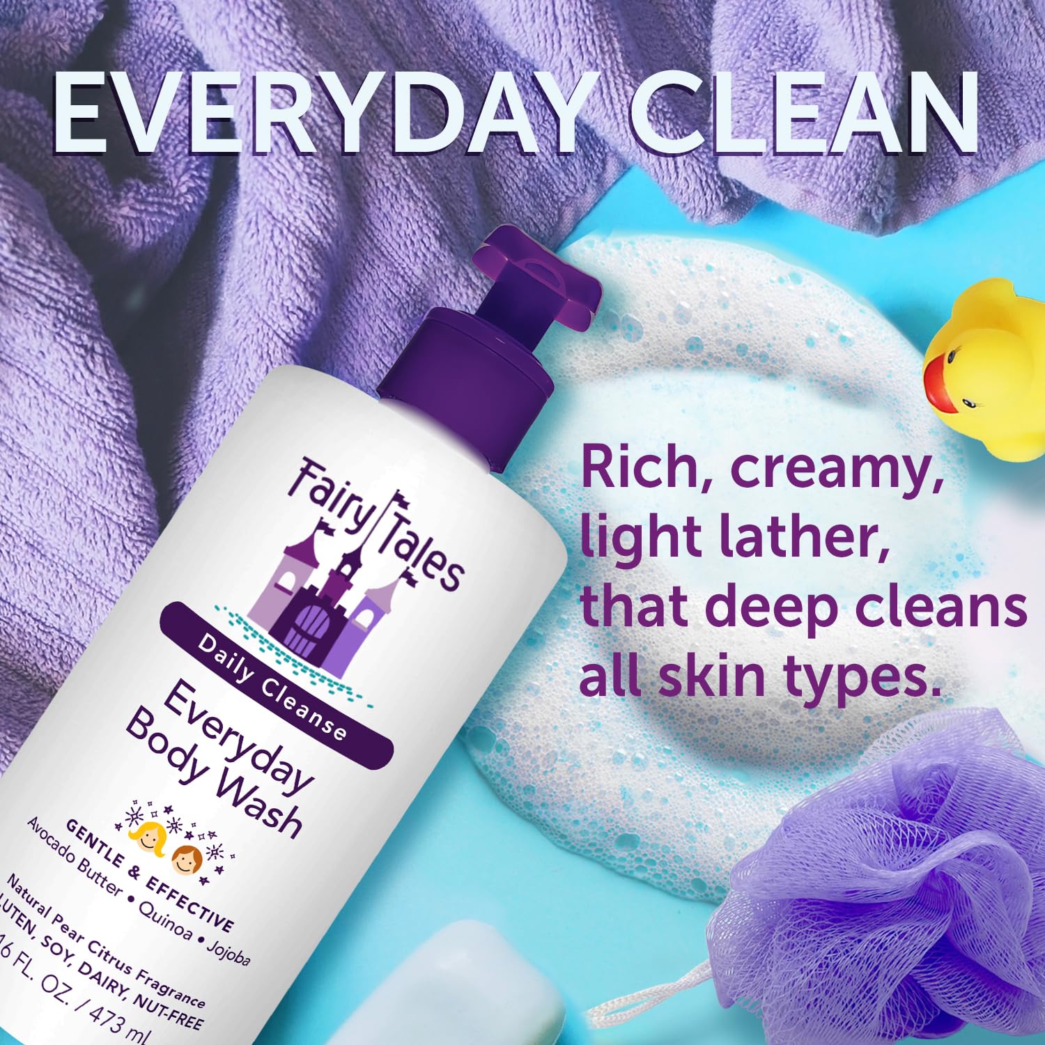 Fairy Tales Daily Cleanse Kids Body Wash, Everyday Body Wash for Kids and Toddler- Soap for Bath or Shower, No Harsh Chemicals o