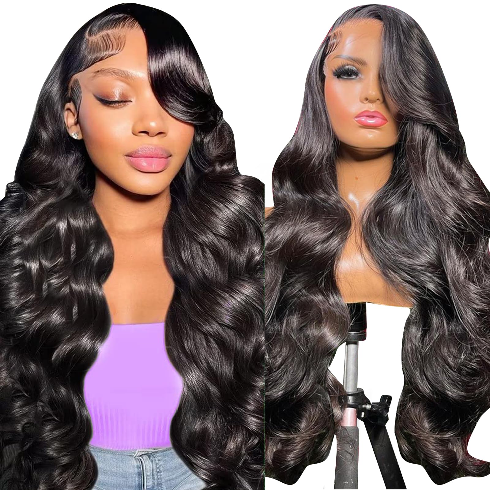 HOT STAR 250% Density 30 Inch Lace Front Wigs Human Hair Pre Plucked Glueless 13x6 Body Wave Human Hair Wigs for Black Women HD 