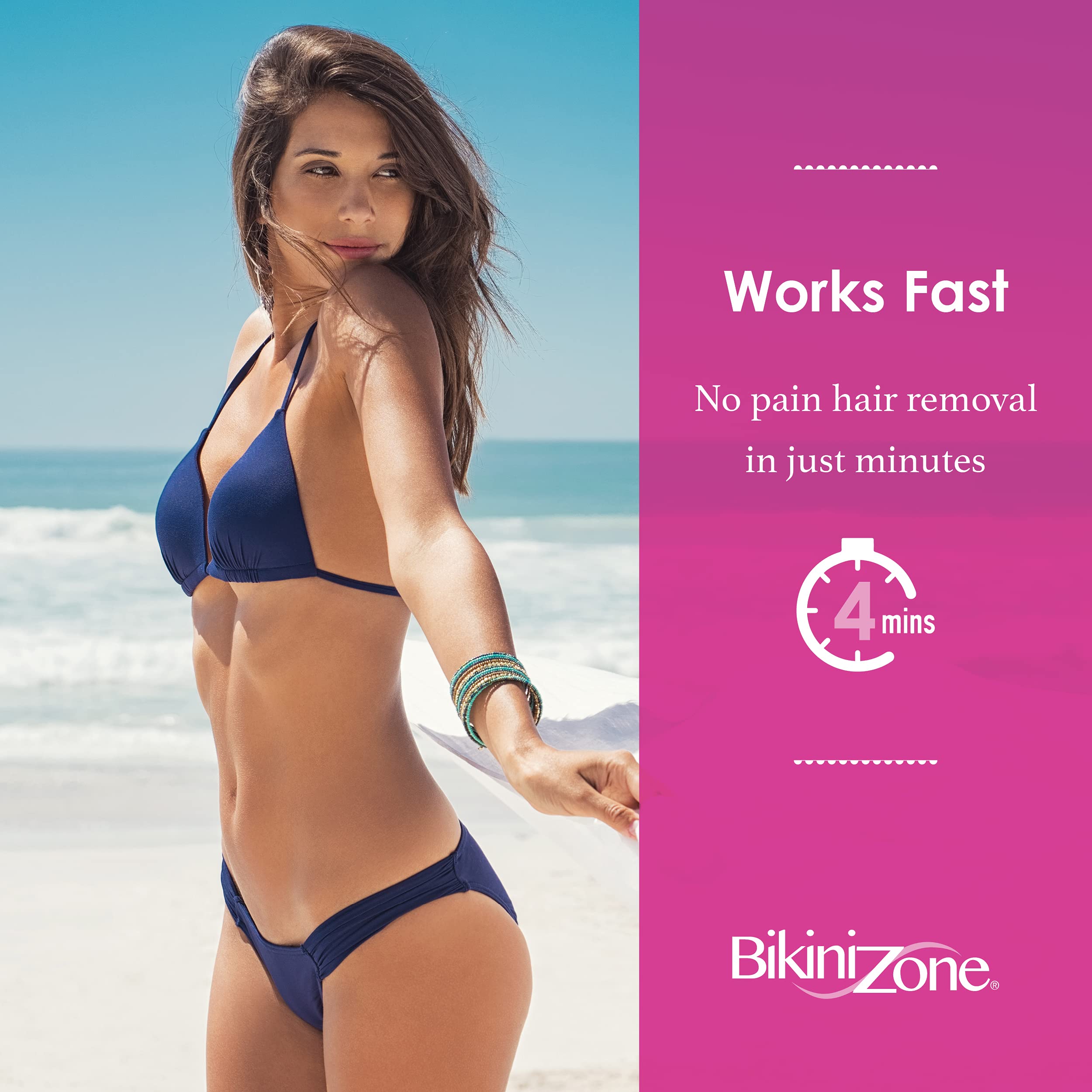 Bikini Zone Crme Hair Remover - Instant Hair Removal For Women - Depilatory Cream For Sensitive Skin & Delicate Areas - Lasts Lo