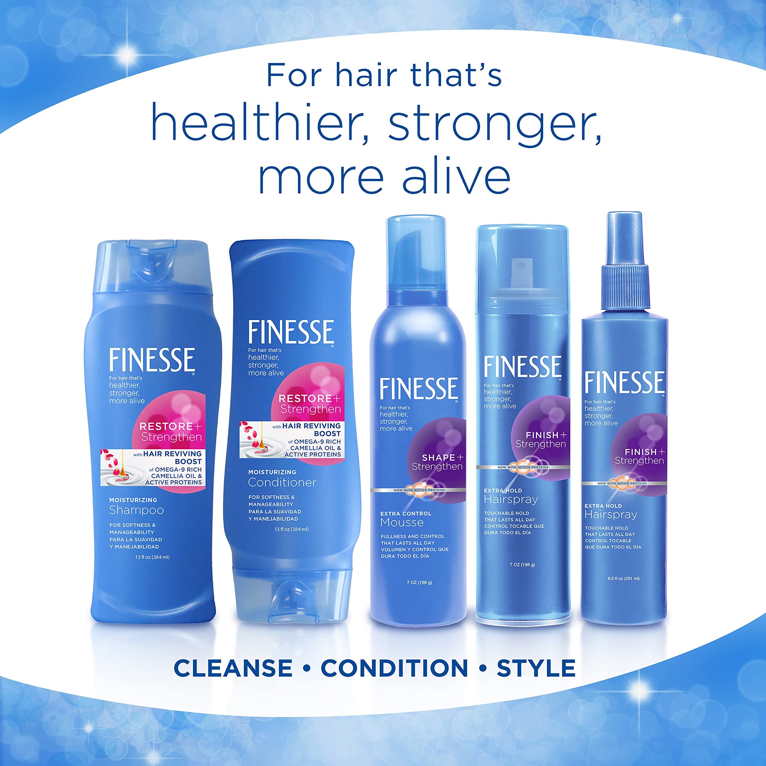 Finesse Volumize + Strengthen Volumizing Shampoo, 13 Oz (Pack Of 6), Add Volume & Strength To Thin Or Fine Hair For Fuller Looki