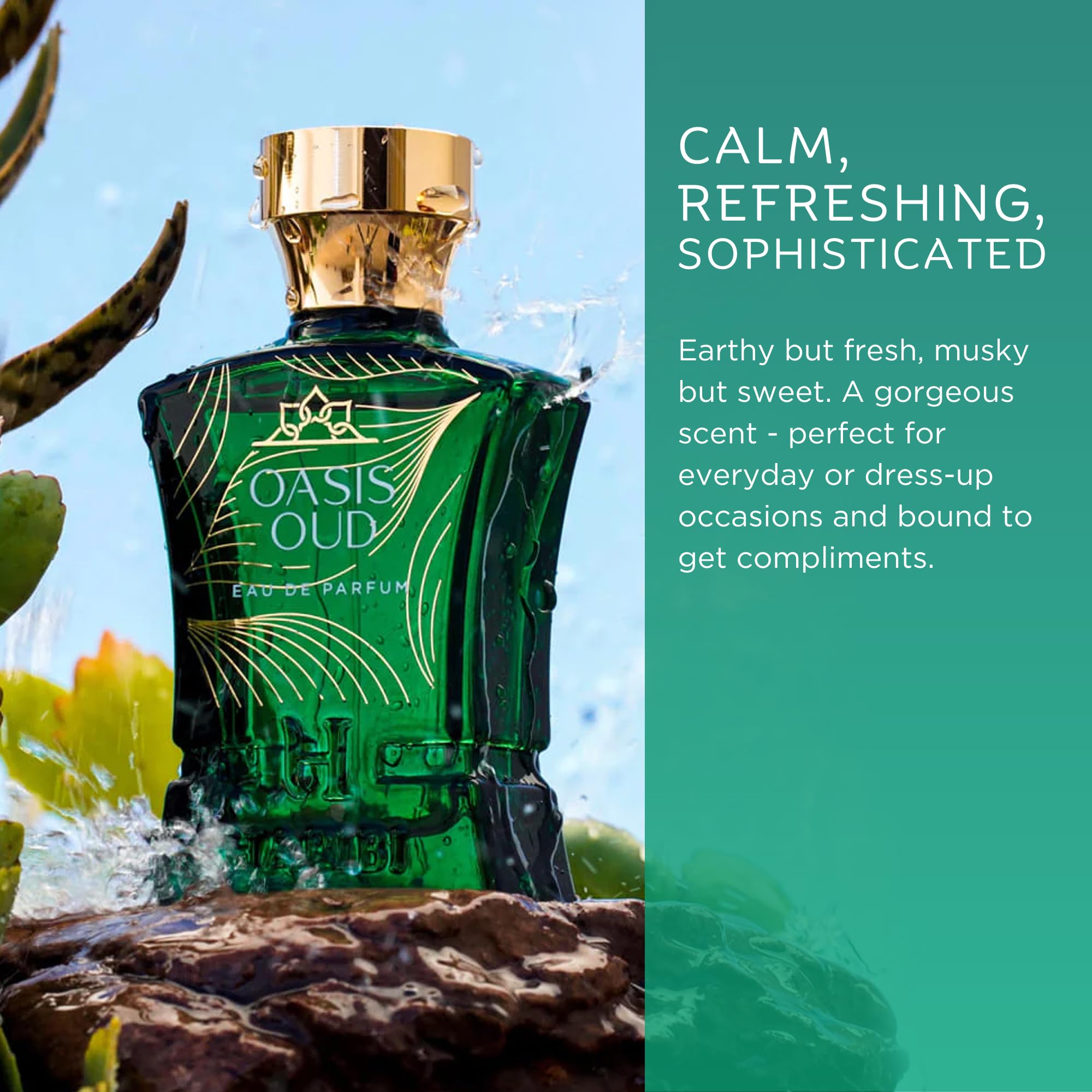 H Habibi Oasis Oud Arabian Perfume For Men & Women - Fresh, Green, Earthy Niche Men'S & Women'S Eau De Parfum -Notes Of Oud, Ton