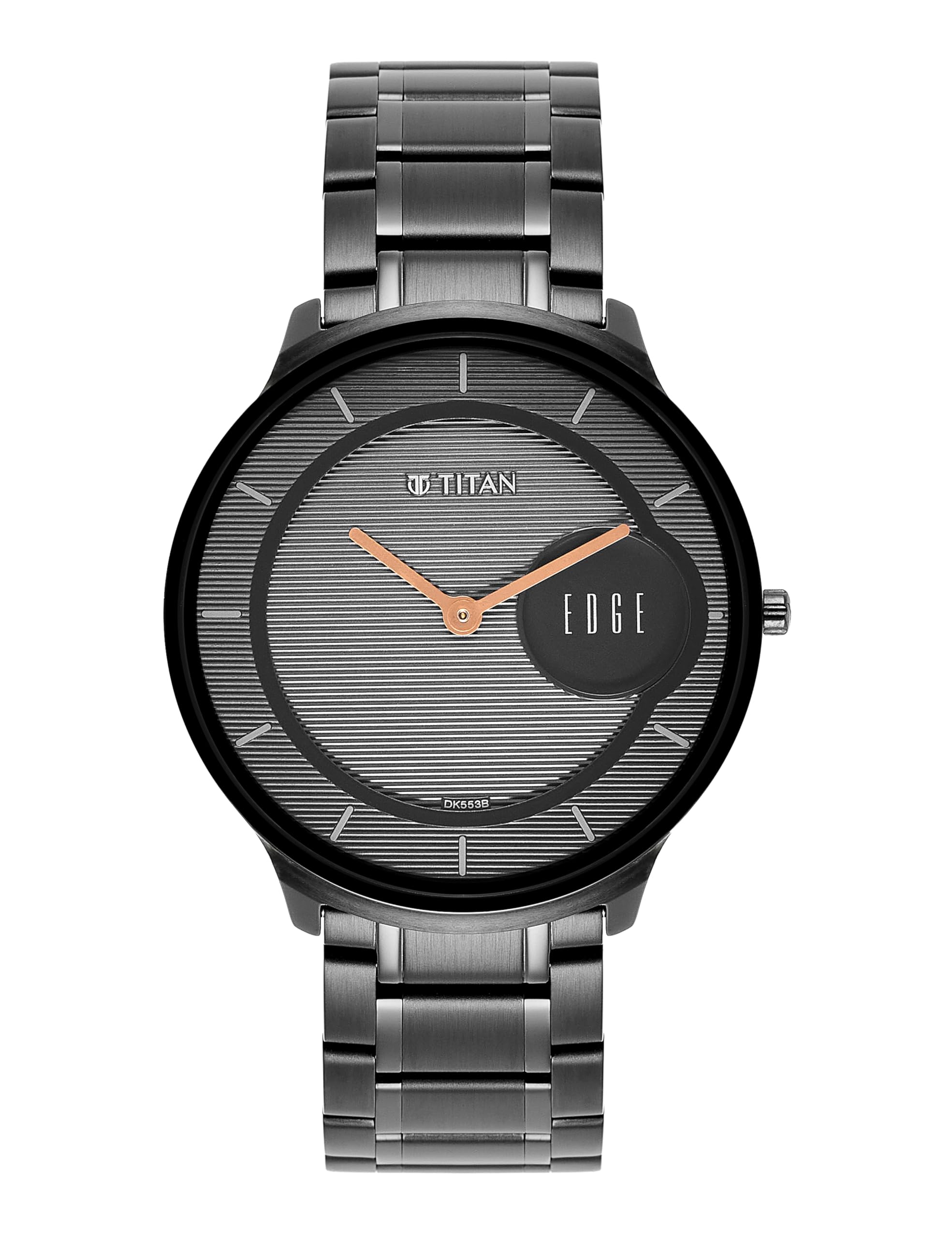 Edge Titan Metal Quartz Analog Black Dial Black Stainless Steel Strap Watch For Men  Nt1843Nm03