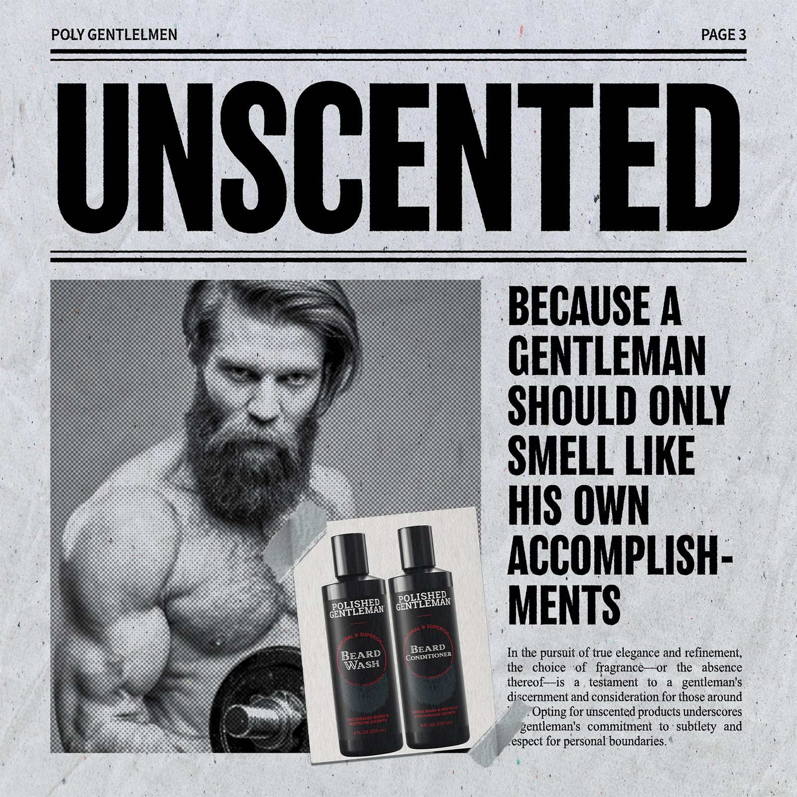 Polished Gentleman Beard Wash And Conditioner Set - Softens And Strengthens - Beard Shampoo With Growth Oil - Moisturizer & Bear