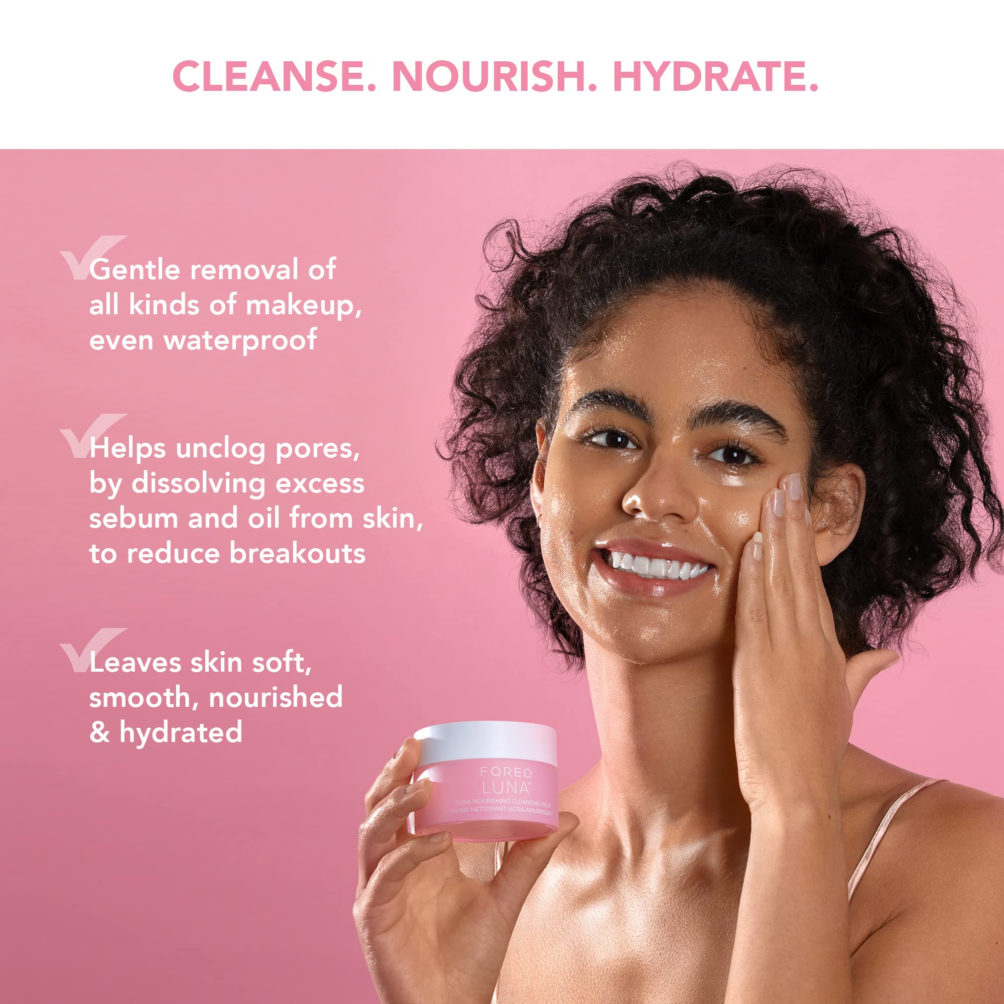 FOREO LUNA Nourishing Cleansing Balm - Gentle Waterproof Makeup Remover - Waterless Oil Cleanser - Eye Makeup Remover - Vegan -