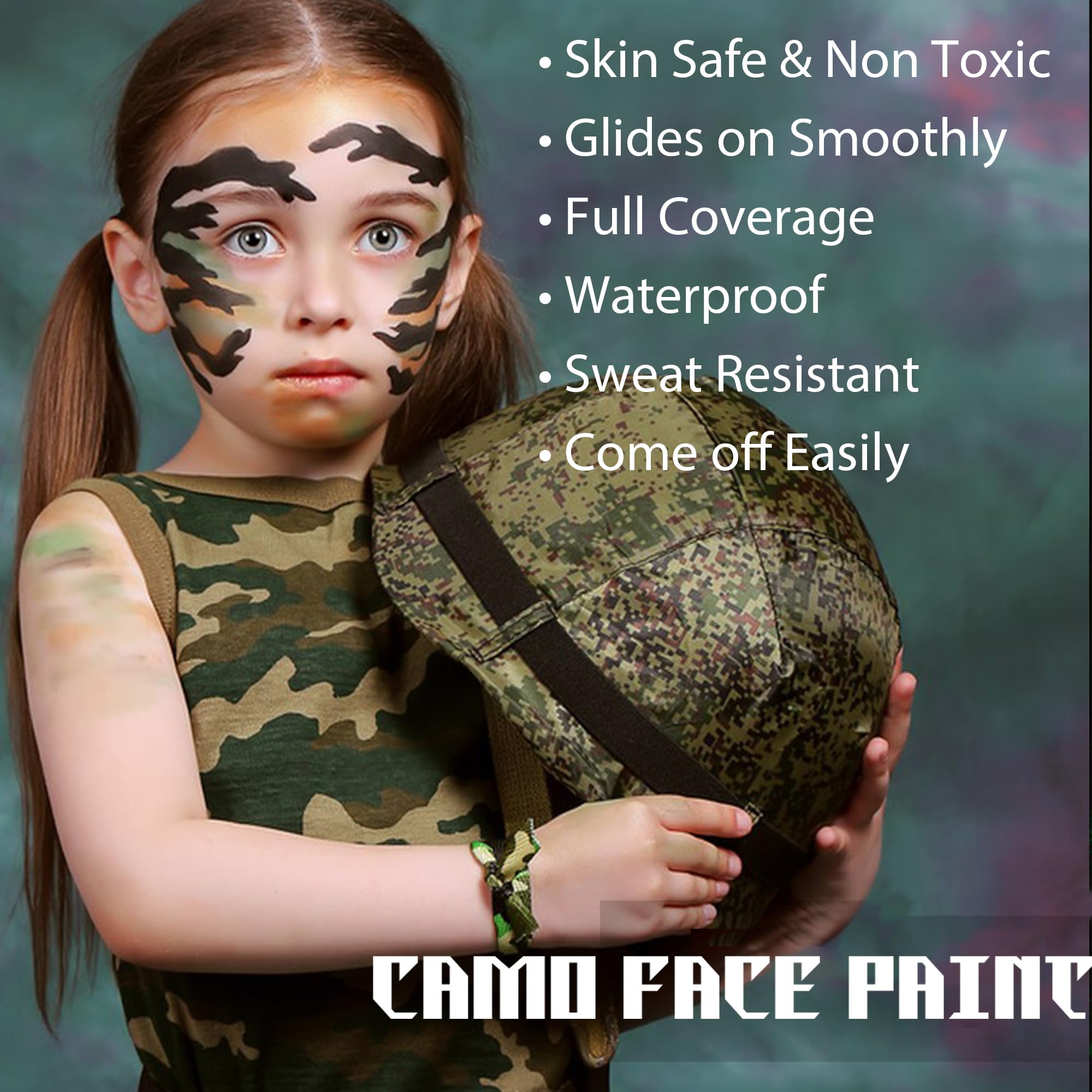CCbeauty Forest Camo Face Paint - Sports Green Eye Black Stick,Camouflage Hunting,Football,Baseball Accessories,Sweat Resistant