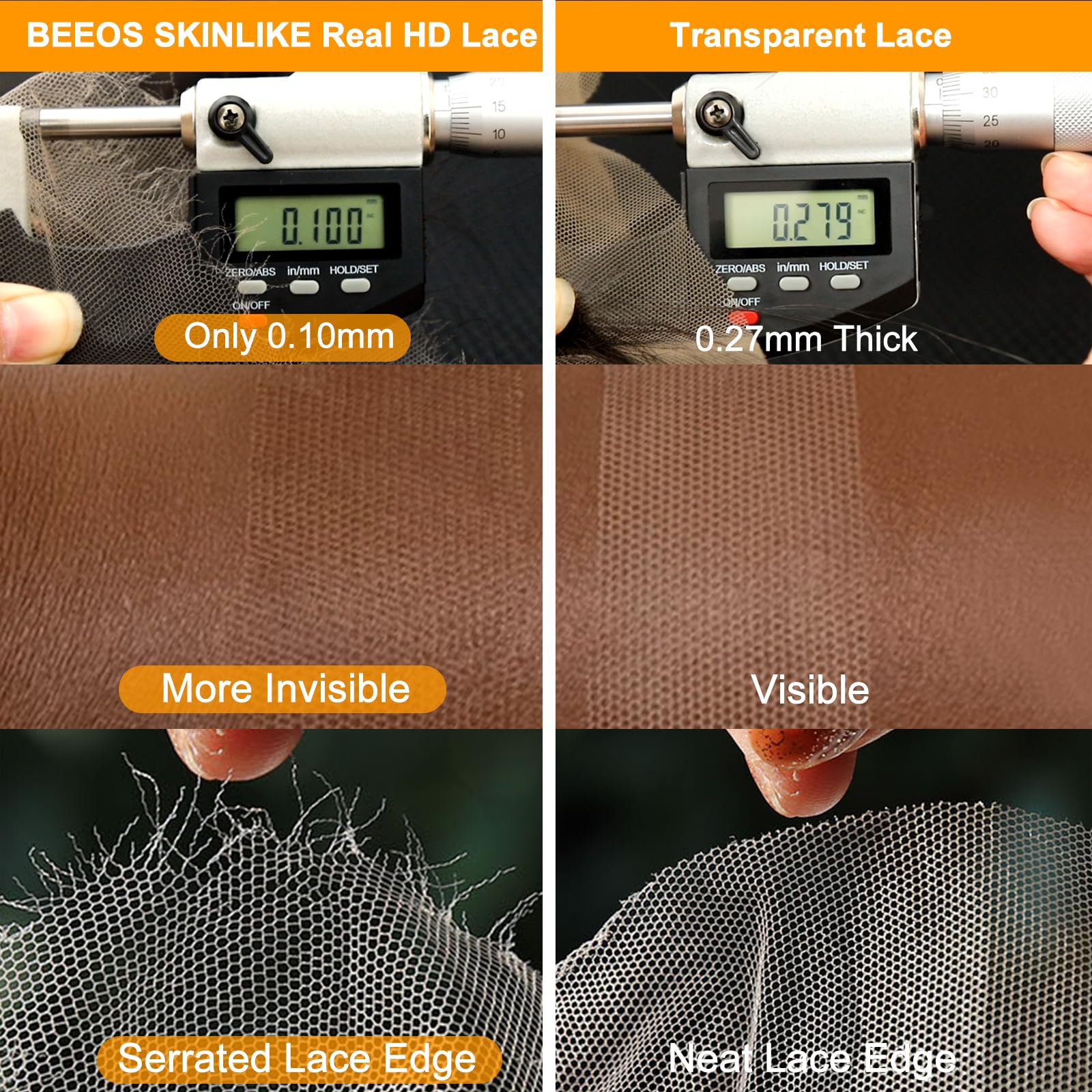 Beeos Full Frontal Hd Lace Wig, 13X6 Ultra-Fitted Straight Human Hair Wig 250% Density Pre-Plucked Bleached Knots Invisible Hd L