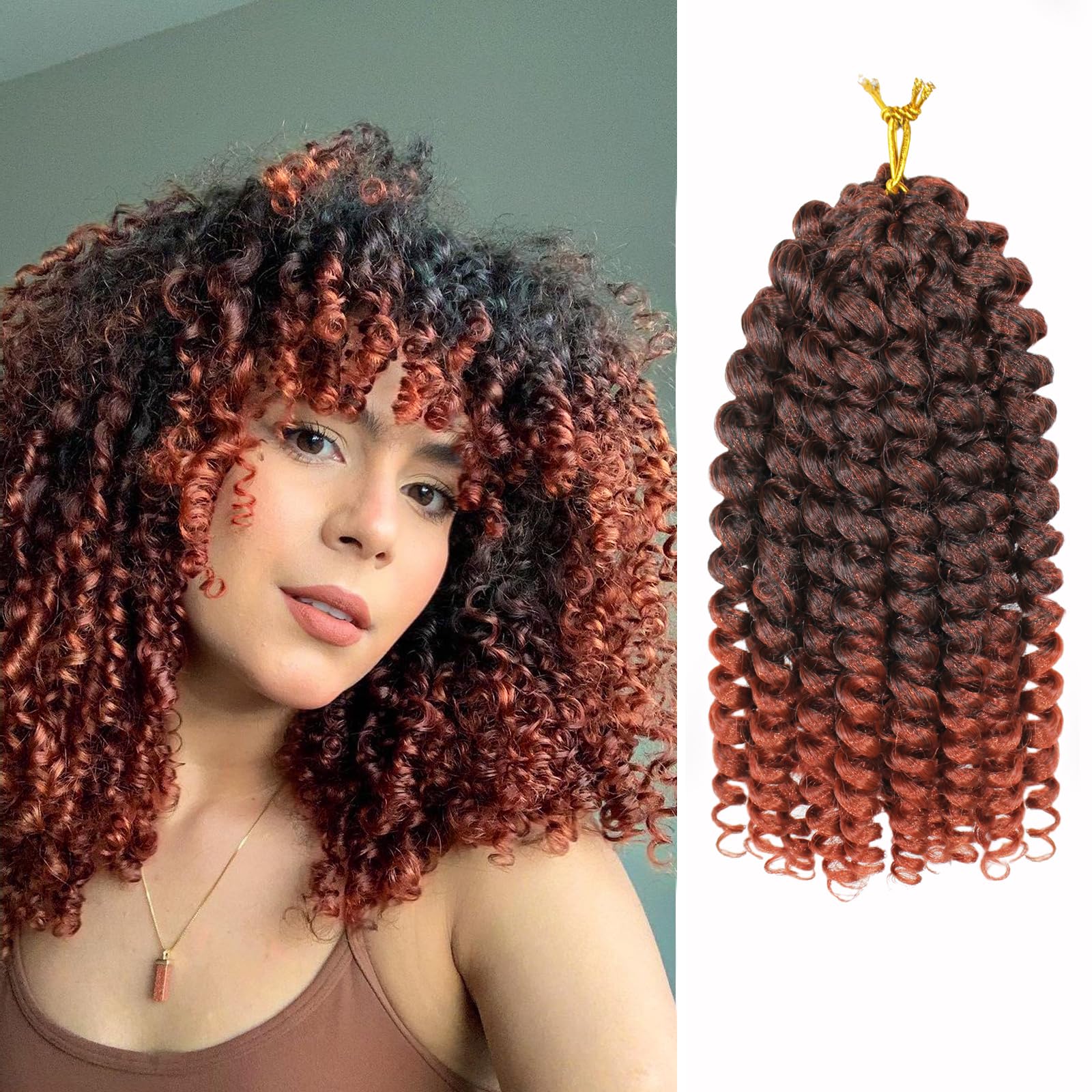 Vustbeauty Jamaican Bounce Curly Crochet Hair 8 Inch 5 Packs Wand Curl Crochet Hair Braids Dark Brown Short Curly Braiding Hair Extensions For Black Women (8inch, color 4)
