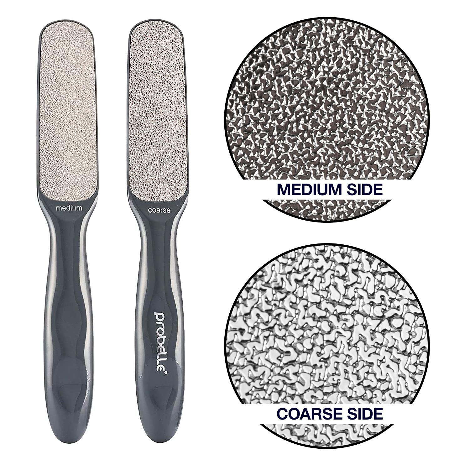 Probelle Double Sided Multidirectional Nickel Foot File Callus Remover - Immediately Reduces Calluses And Corns To Powder For In