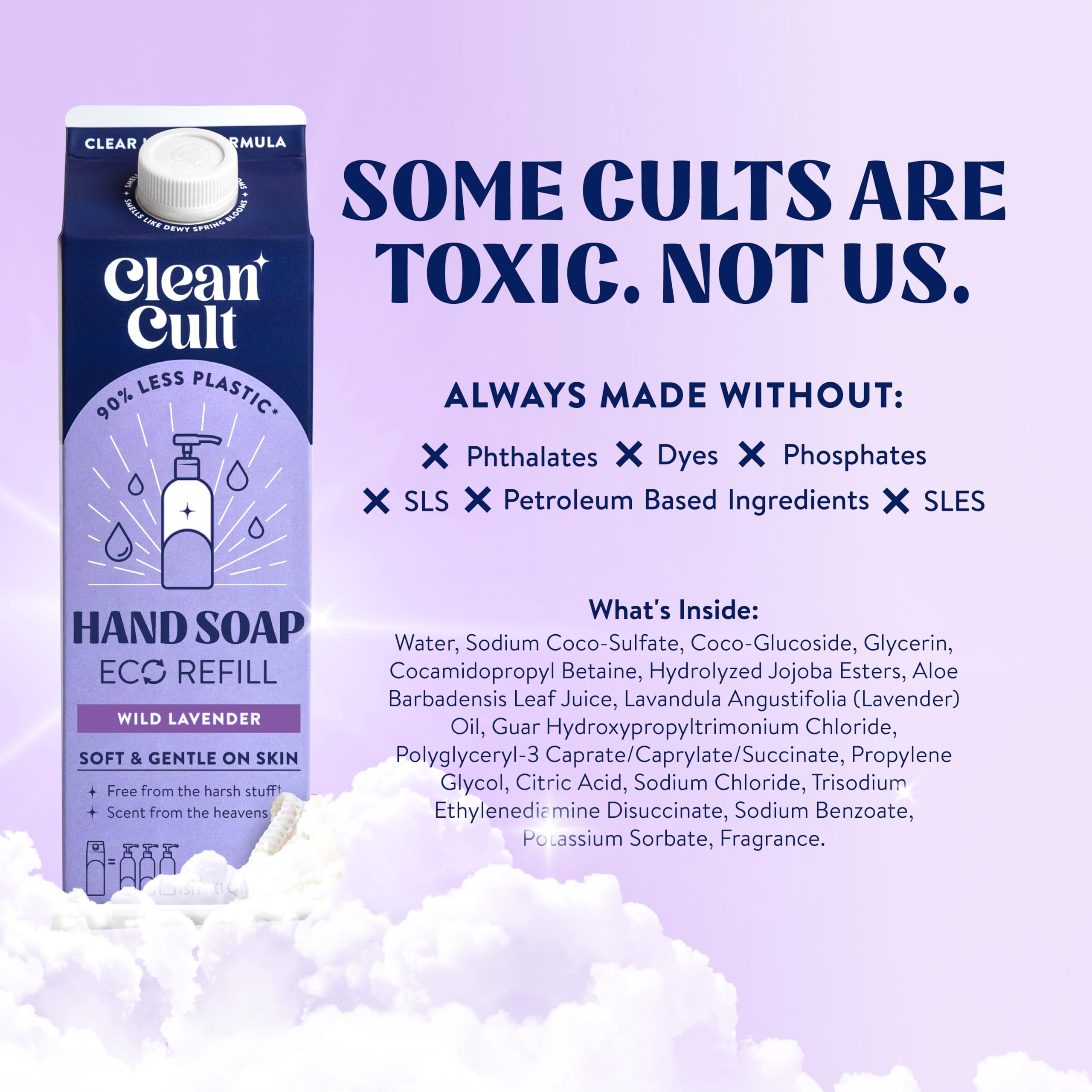 Cleancult Liquid Hand Soap Refill - Wild Lavender - Moisturizes Dry & Sensitive Skin - Made With Aloe Vera & Lavender Essential