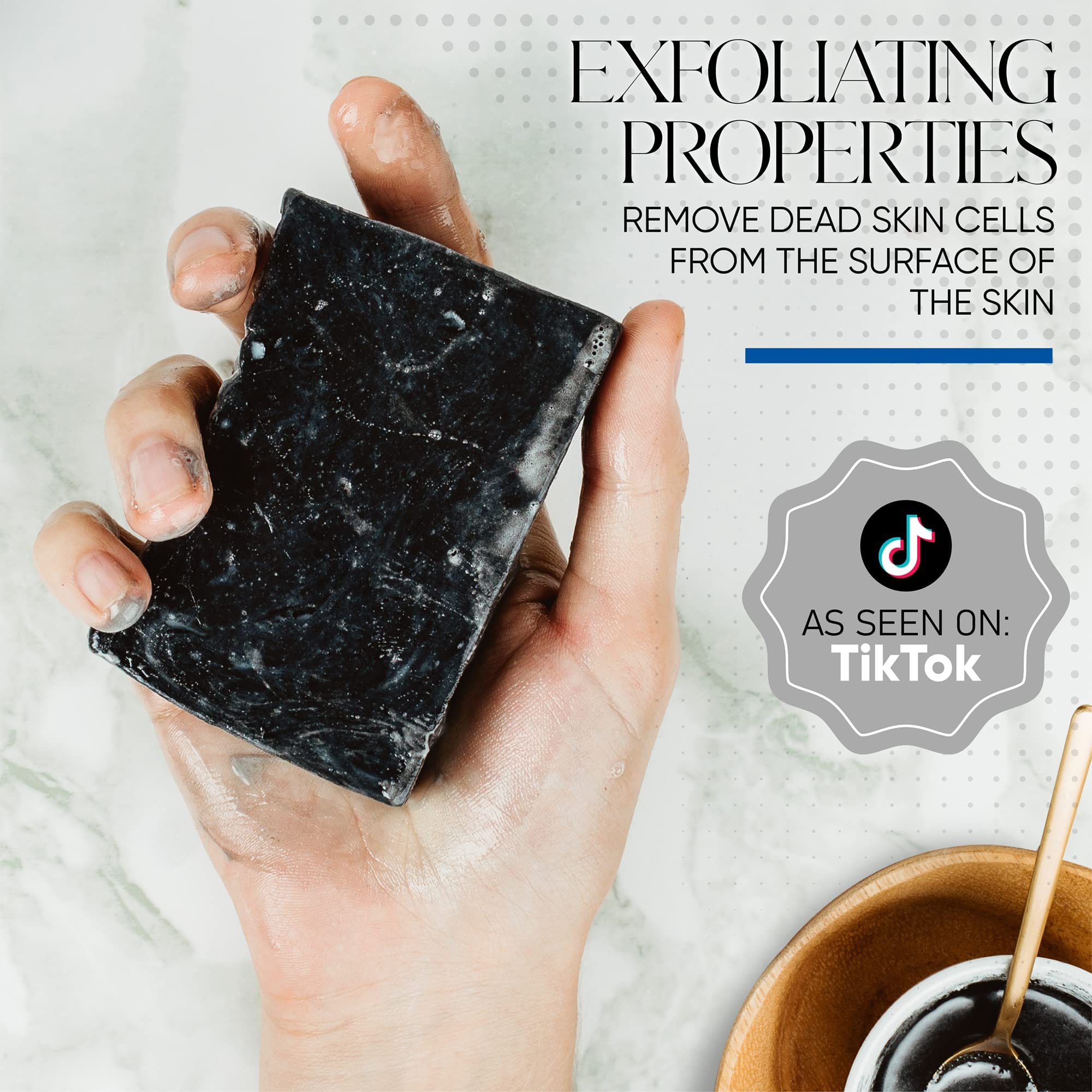 Ttaio Esponjabon Charcoal Soap Sponge - Cleansing Shower Scrubber - Cleaning Bath Wash Scrub - Oil Removal - Massage & Lather Fo