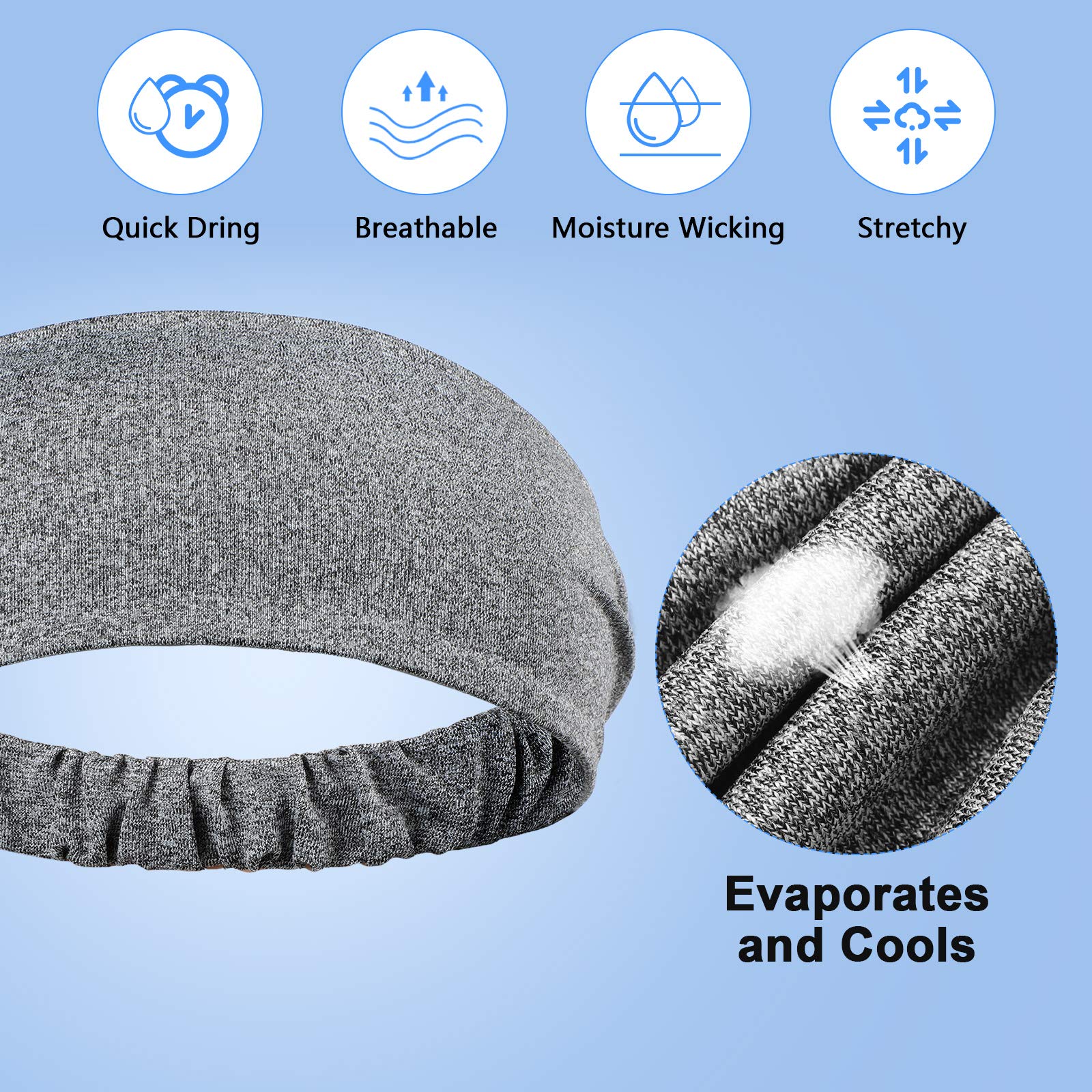 11 Pieces Metal Headband and Sports Headbands, Elastic Headbands Spring Wave Non Slip Hairband Unisex Hair Accessories for Men a