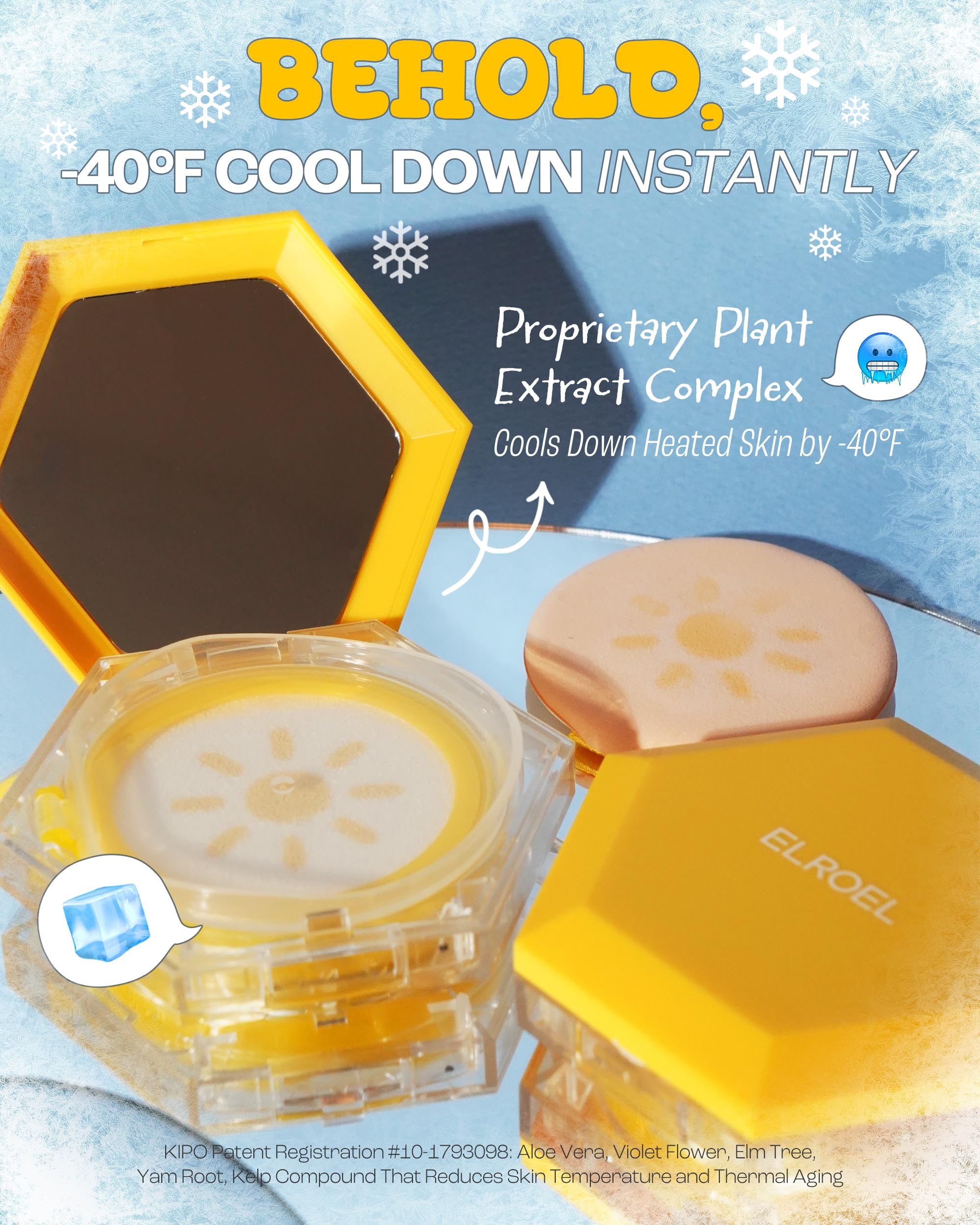 Elroel Pang Pang Sun Cushion Plus - Korean Sunscreen Cushion Broad Spectrum Spf50+ Pa++++ W/Aloe Vera Hypoallergenic & Lightweig