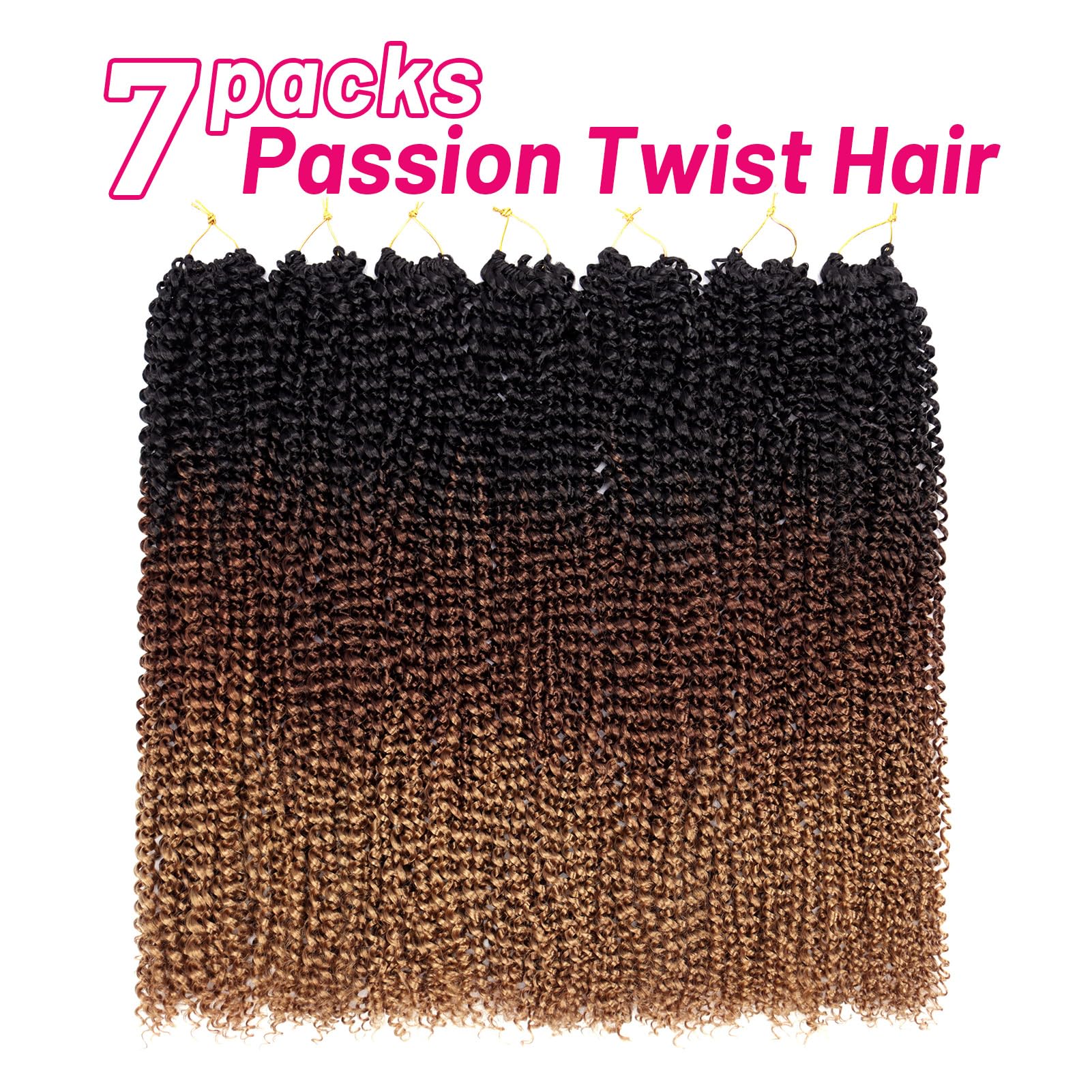Dorsanee Ombre Passion Twist Hair 24 Inch 7 Packs Water Wave Crochet Hair Long Bohemian Curly Braiding Hair For Butterfly Locs,